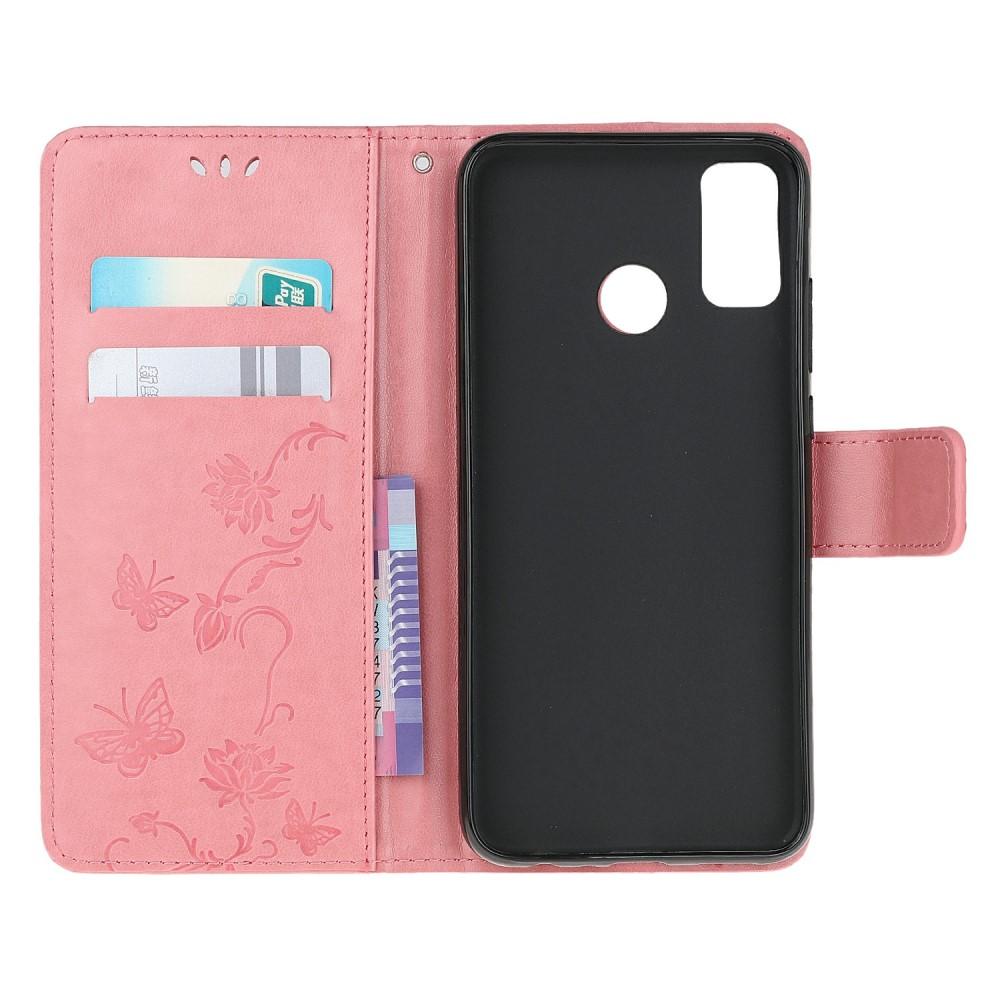 Motorola Moto G30/Moto G10/Moto G20 Leather Cover Imprinted Butterflies Pink