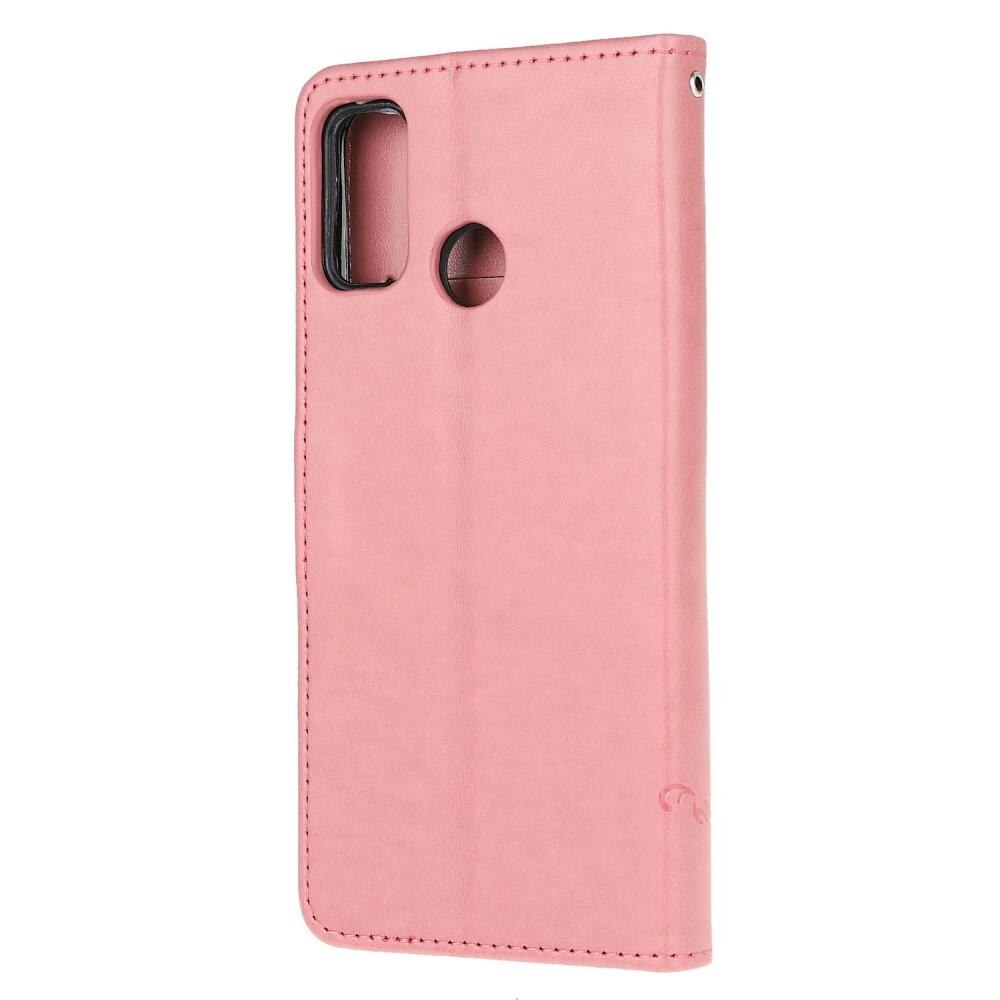 Motorola Moto G30/Moto G10/Moto G20 Leather Cover Imprinted Butterflies Pink
