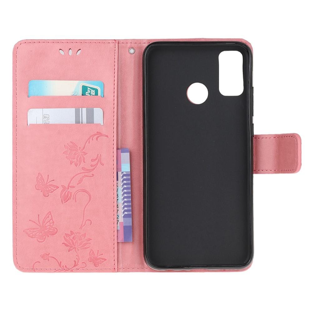 Motorola Moto G50 Leather Cover Imprinted Butterflies Pink