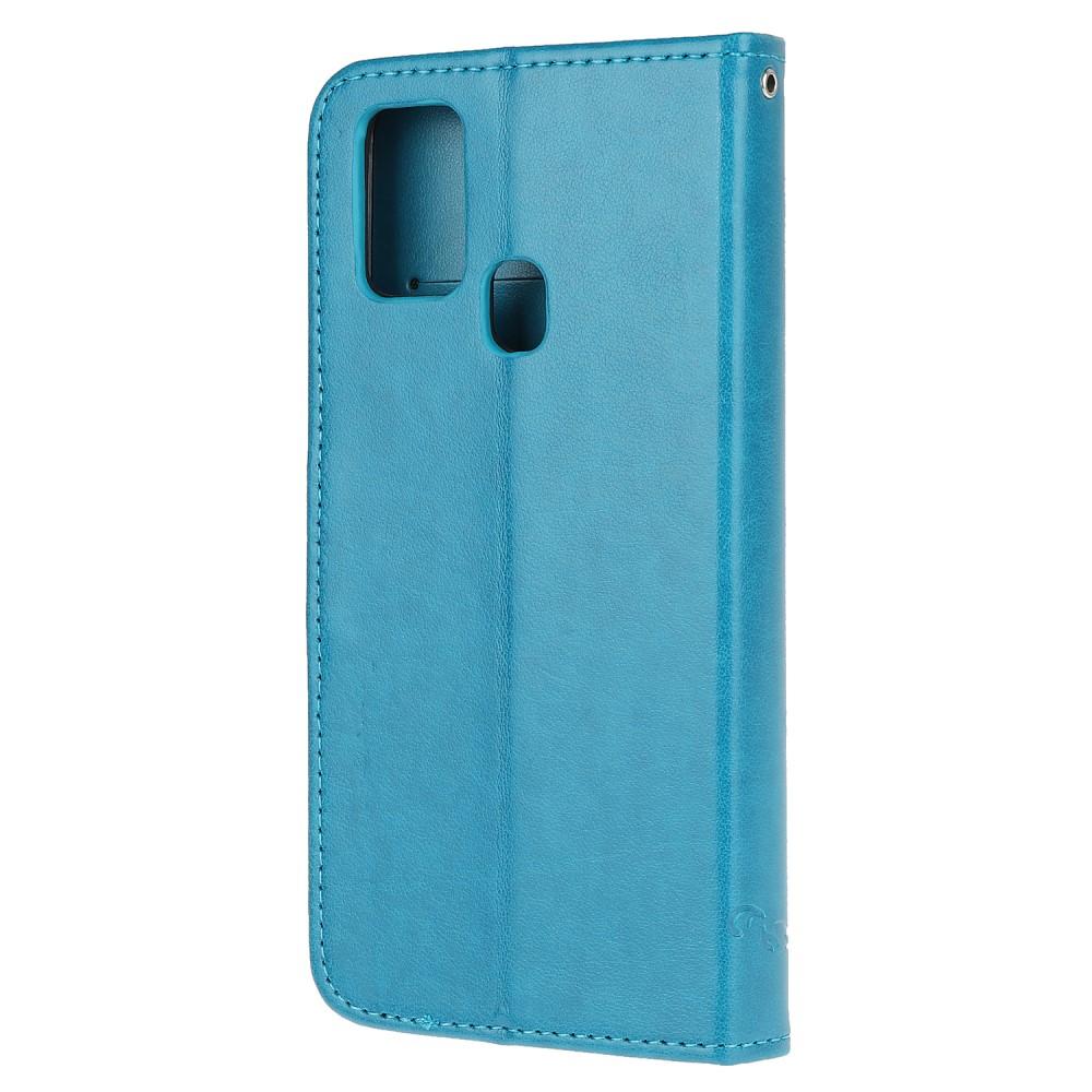 OnePlus Nord N100 Leather Cover Imprinted Butterflies Blue
