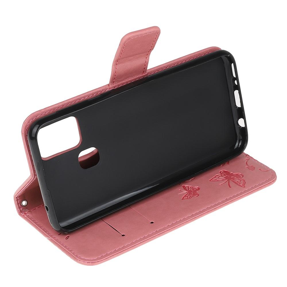  OnePlus Nord N100 Leather Cover Imprinted Butterflies Pink