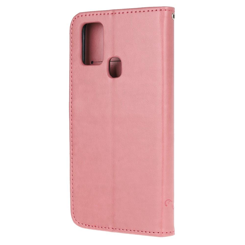  OnePlus Nord N100 Leather Cover Imprinted Butterflies Pink