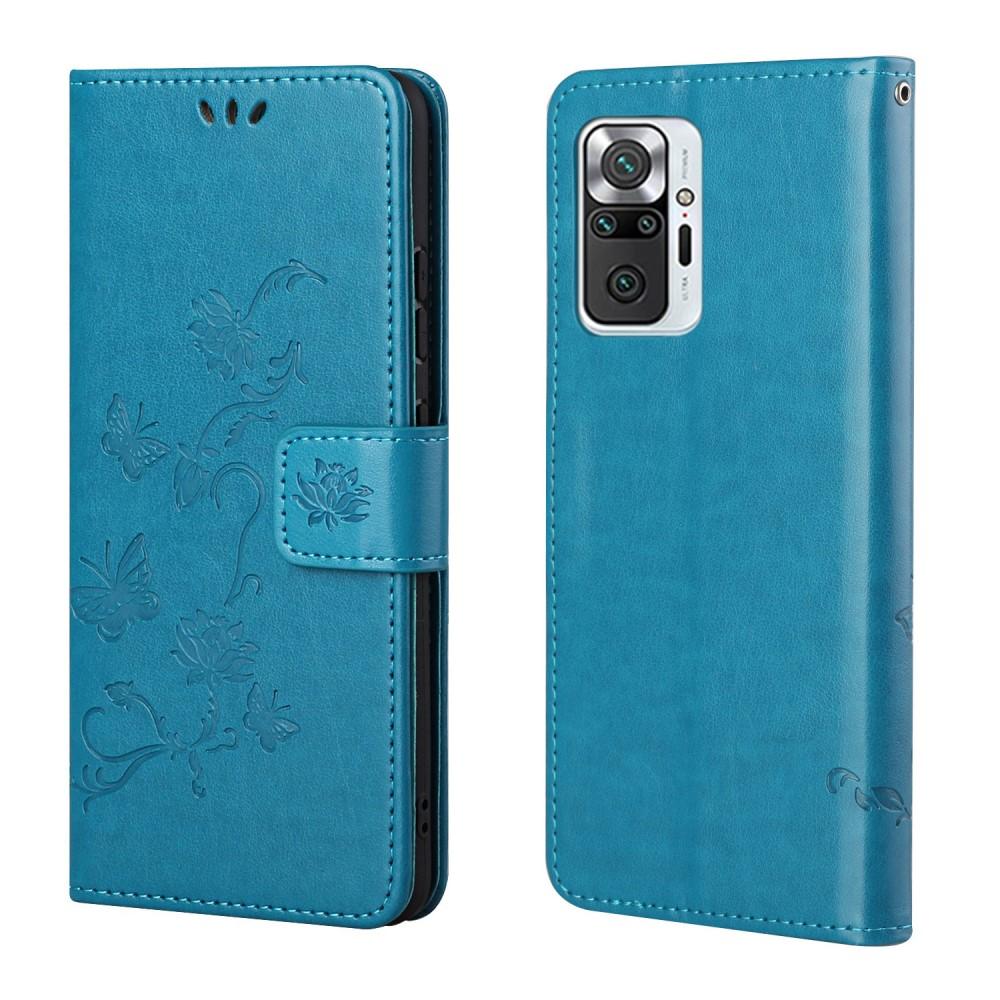 Xiaomi Redmi Note 10 Pro Leather Cover Imprinted Butterflies Blue