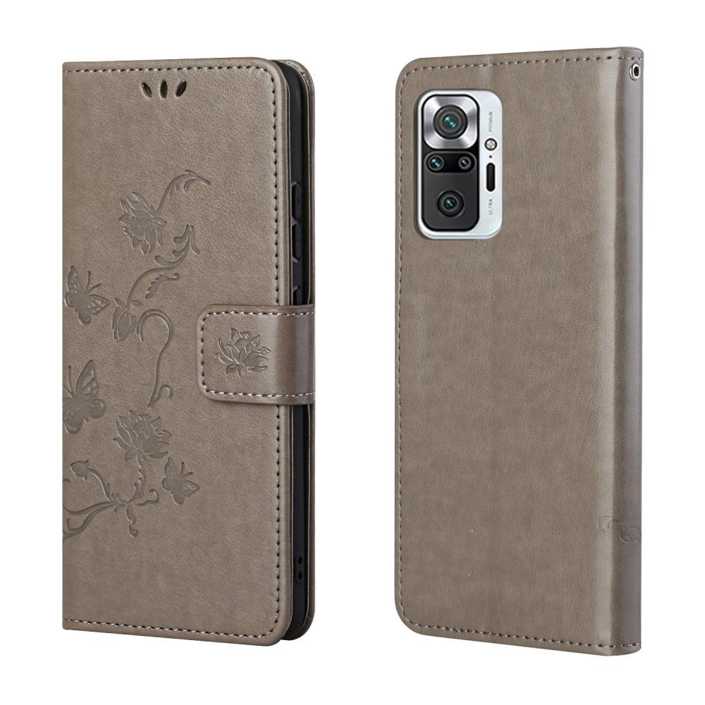 Xiaomi Redmi Note 10 Pro Leather Cover Imprinted Butterflies Grey