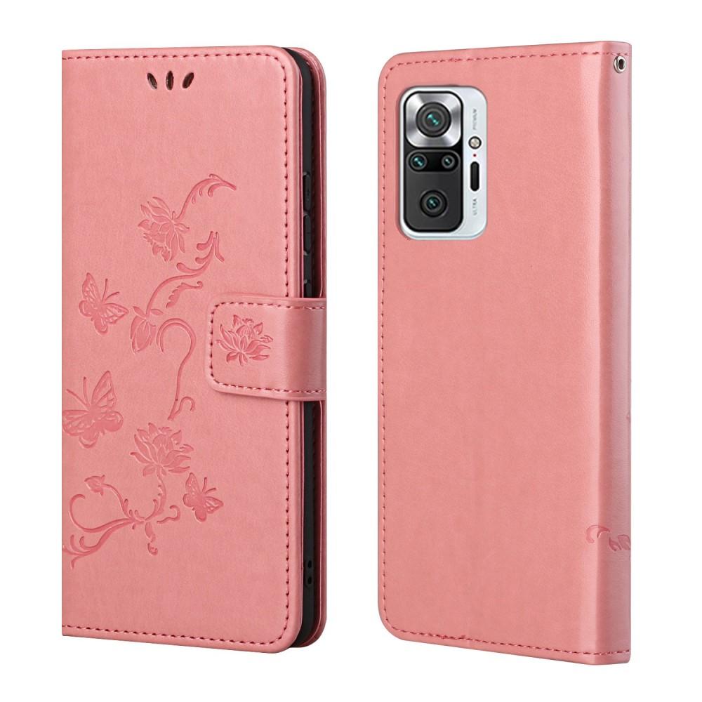 Xiaomi Redmi Note 10 Pro Leather Cover Imprinted Butterflies Pink