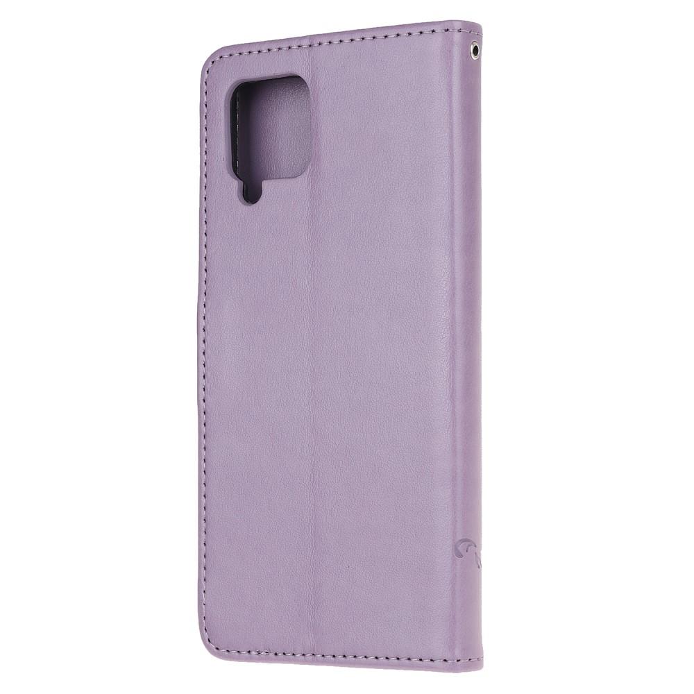 Samsung Galaxy A12 5G Leather Cover Imprinted Butterflies Purple