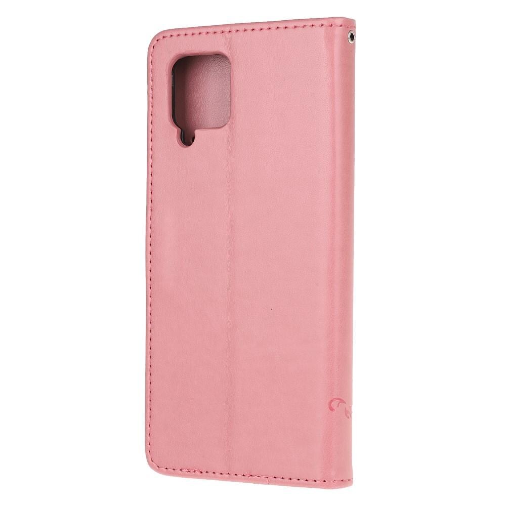 Samsung Galaxy A12 5G Leather Cover Imprinted Butterflies Pink