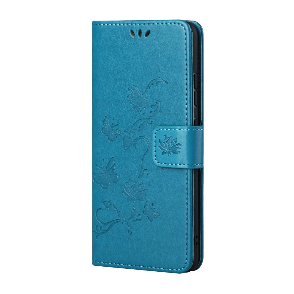 Samsung Galaxy S21 Leather Cover Imprinted Butterflies Blue