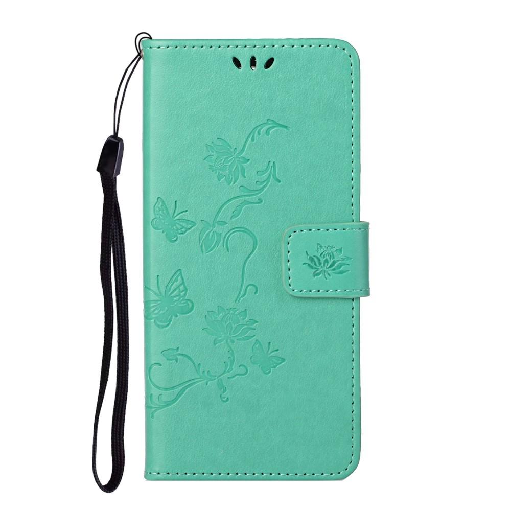 Samsung Galaxy S21 Leather Cover Imprinted Butterflies Green