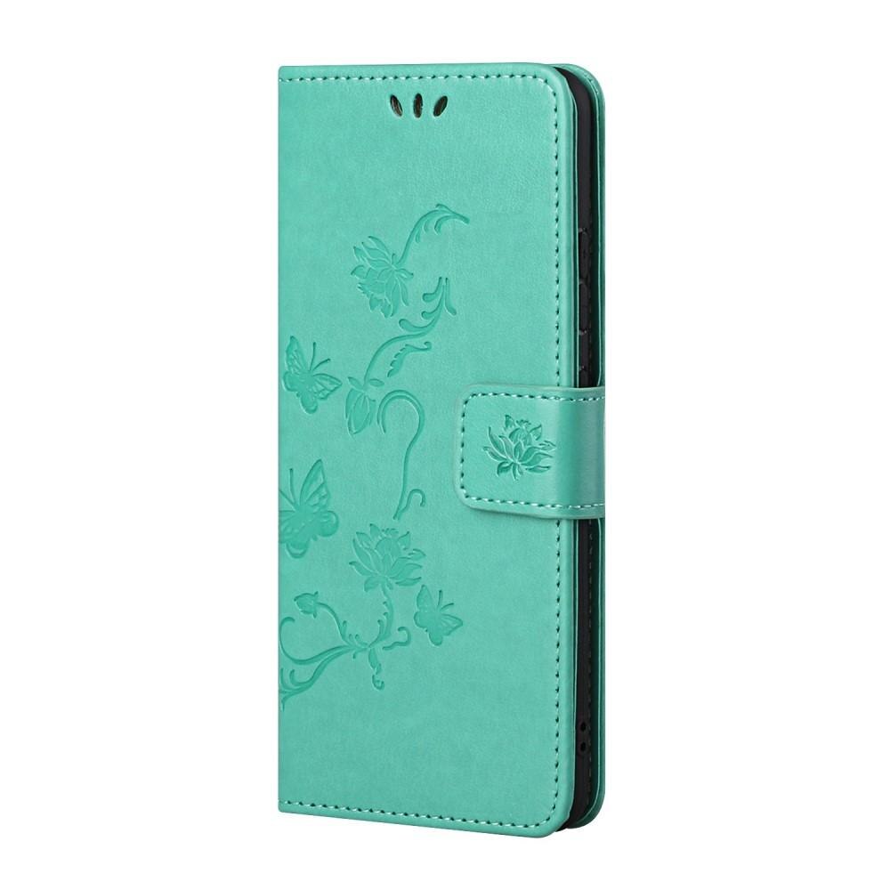 Samsung Galaxy S21 Leather Cover Imprinted Butterflies Green