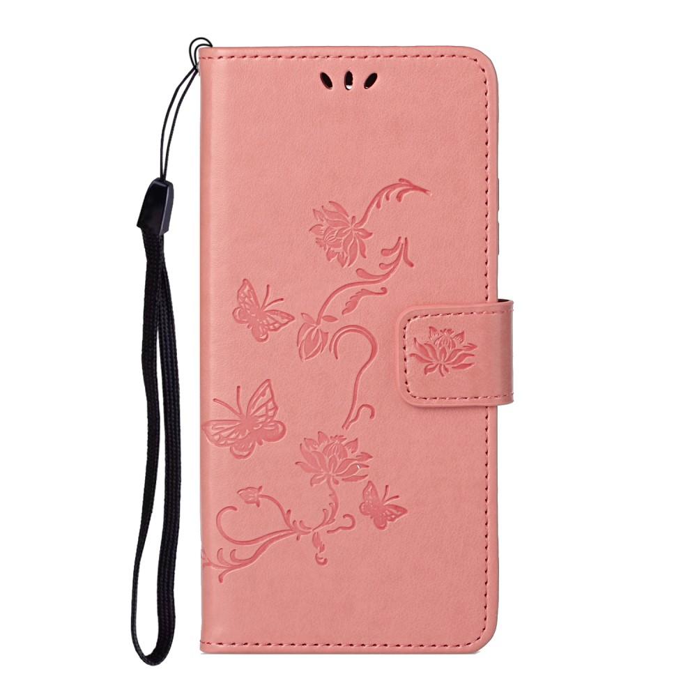 Samsung Galaxy S21 Leather Cover Imprinted Butterflies Pink