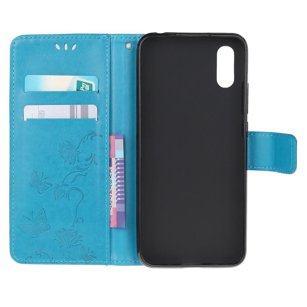 Samsung Galaxy Xcover 5 Leather Cover Imprinted Butterflies Blue