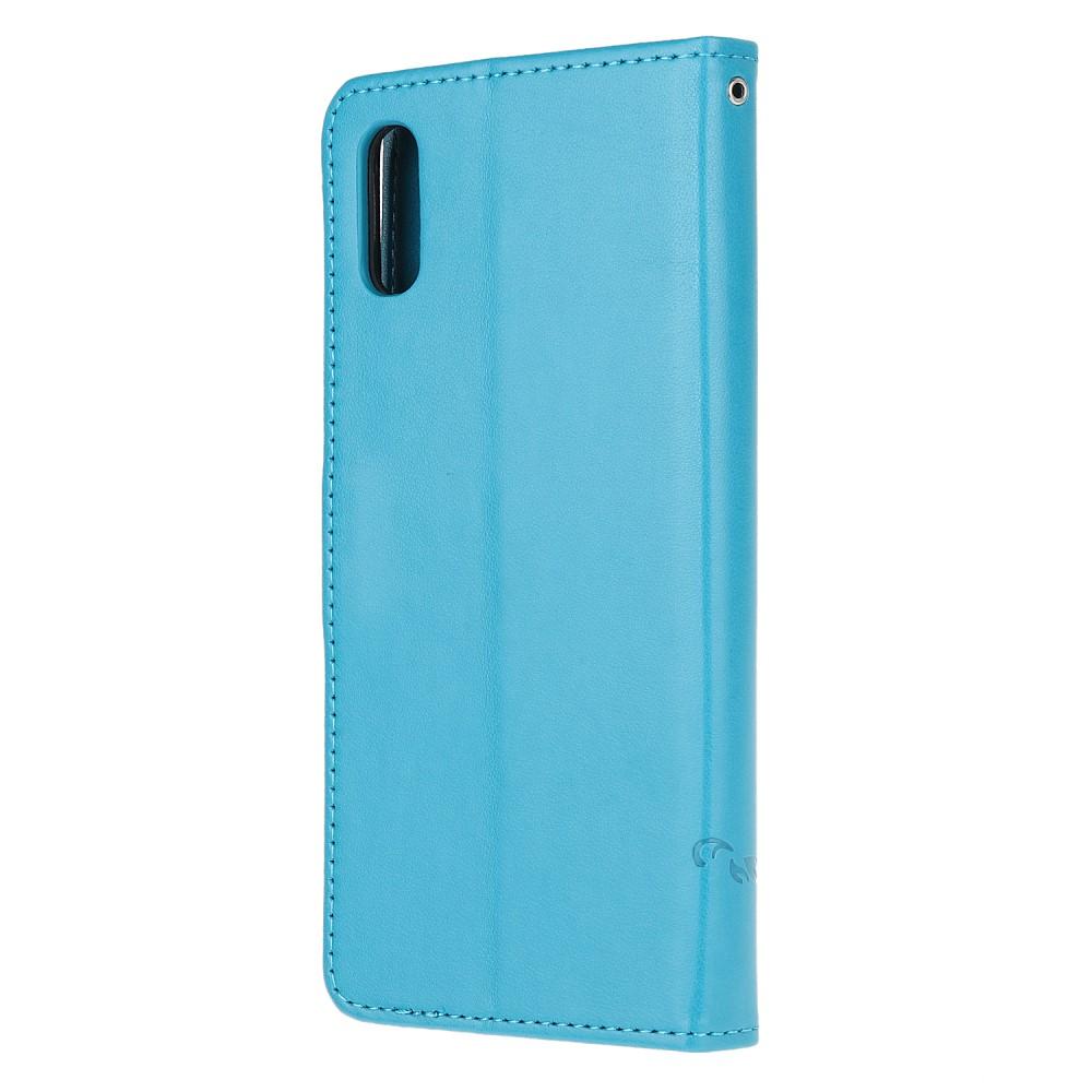 Samsung Galaxy Xcover 5 Leather Cover Imprinted Butterflies Blue