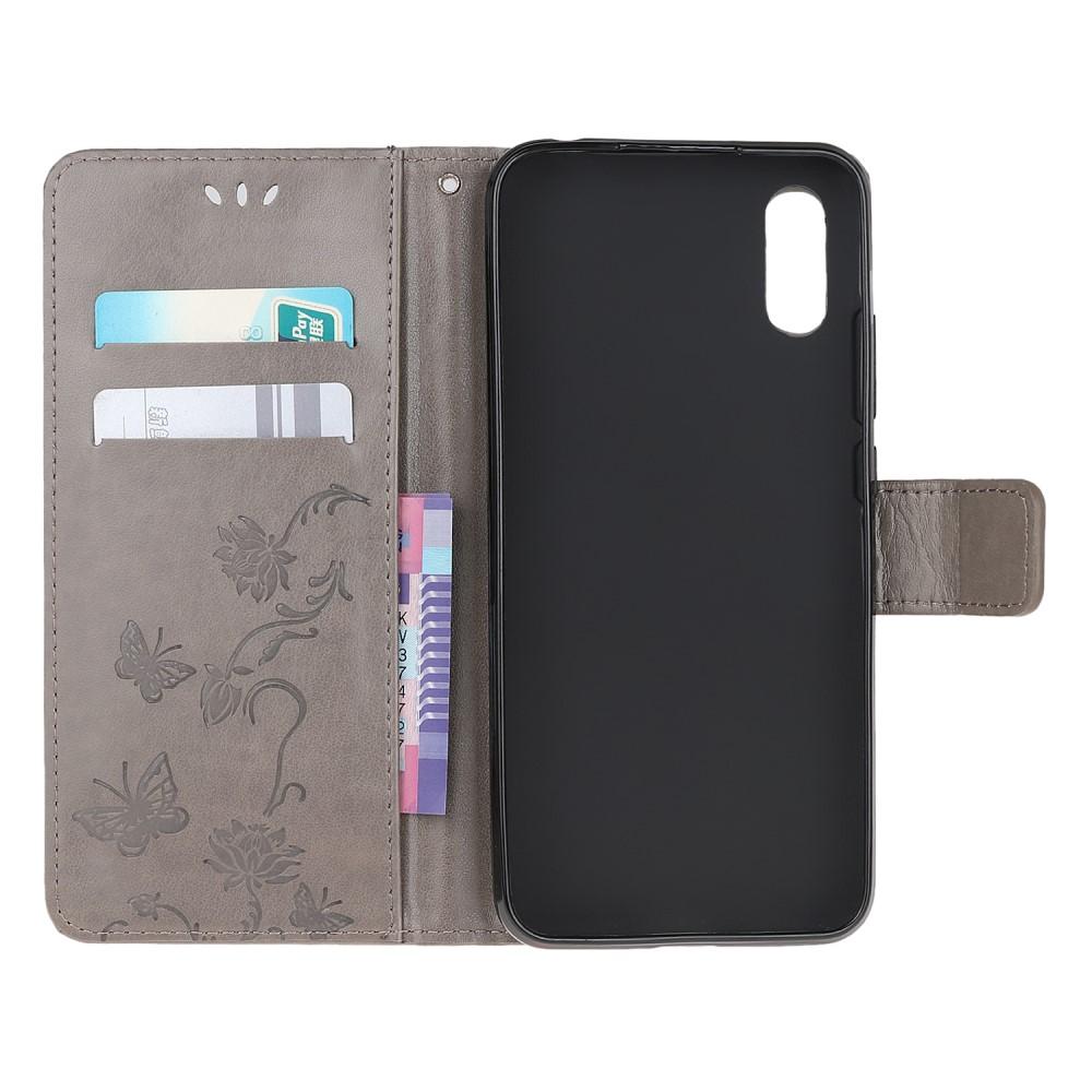 Samsung Galaxy Xcover 5 Leather Cover Imprinted Butterflies Grey