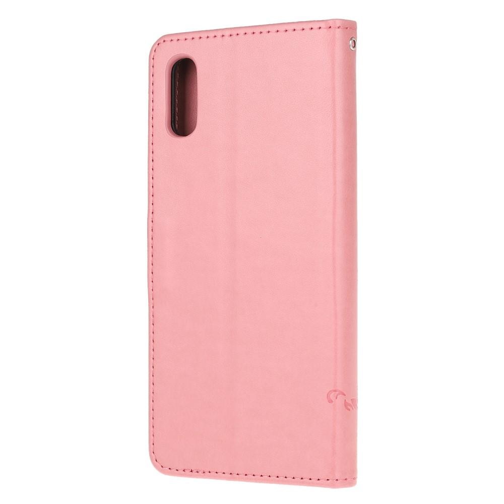 Samsung Galaxy Xcover 5 Leather Cover Imprinted Butterflies Pink