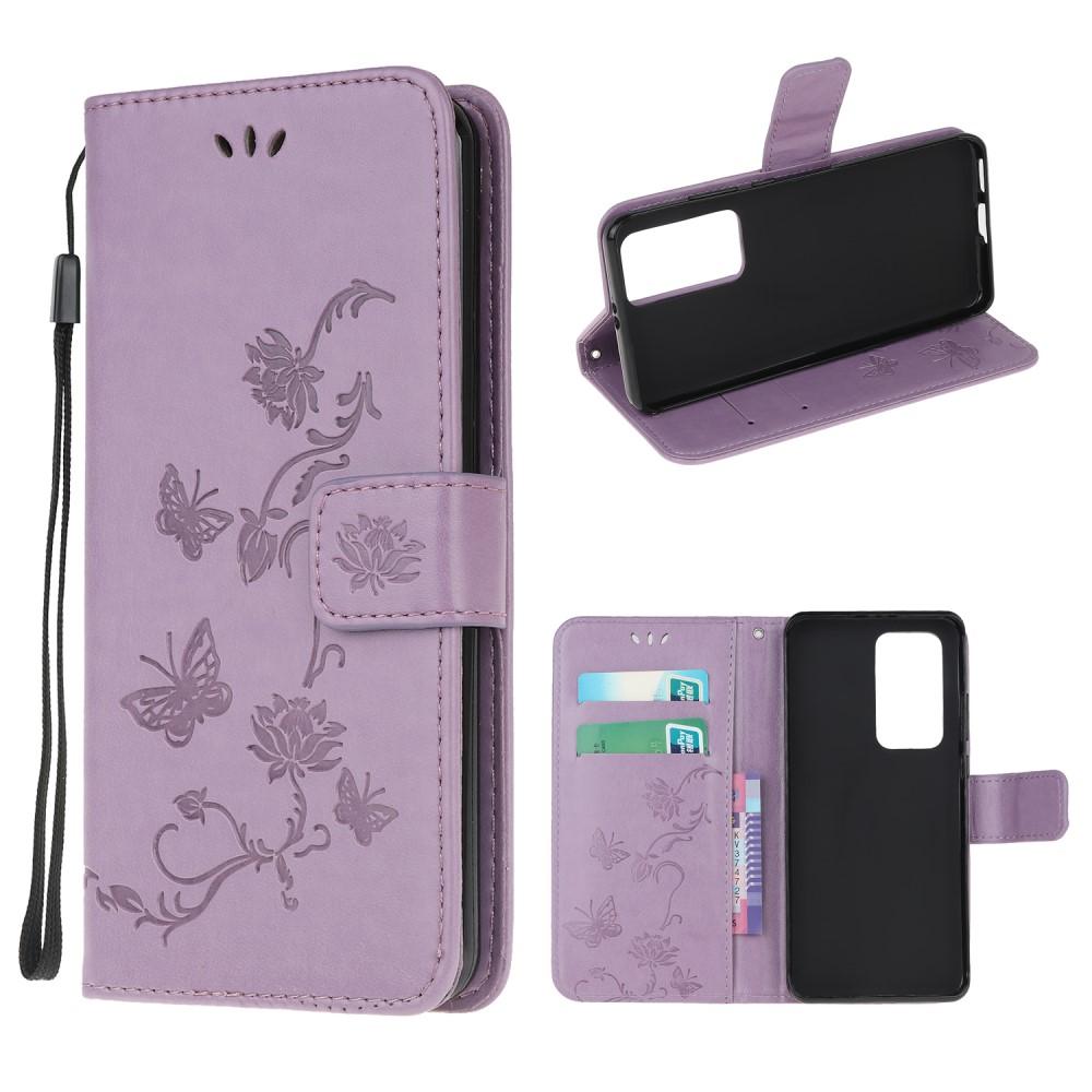 Xiaomi Mi 10T/10T Pro Leather Cover Imprinted Butterflies Purple