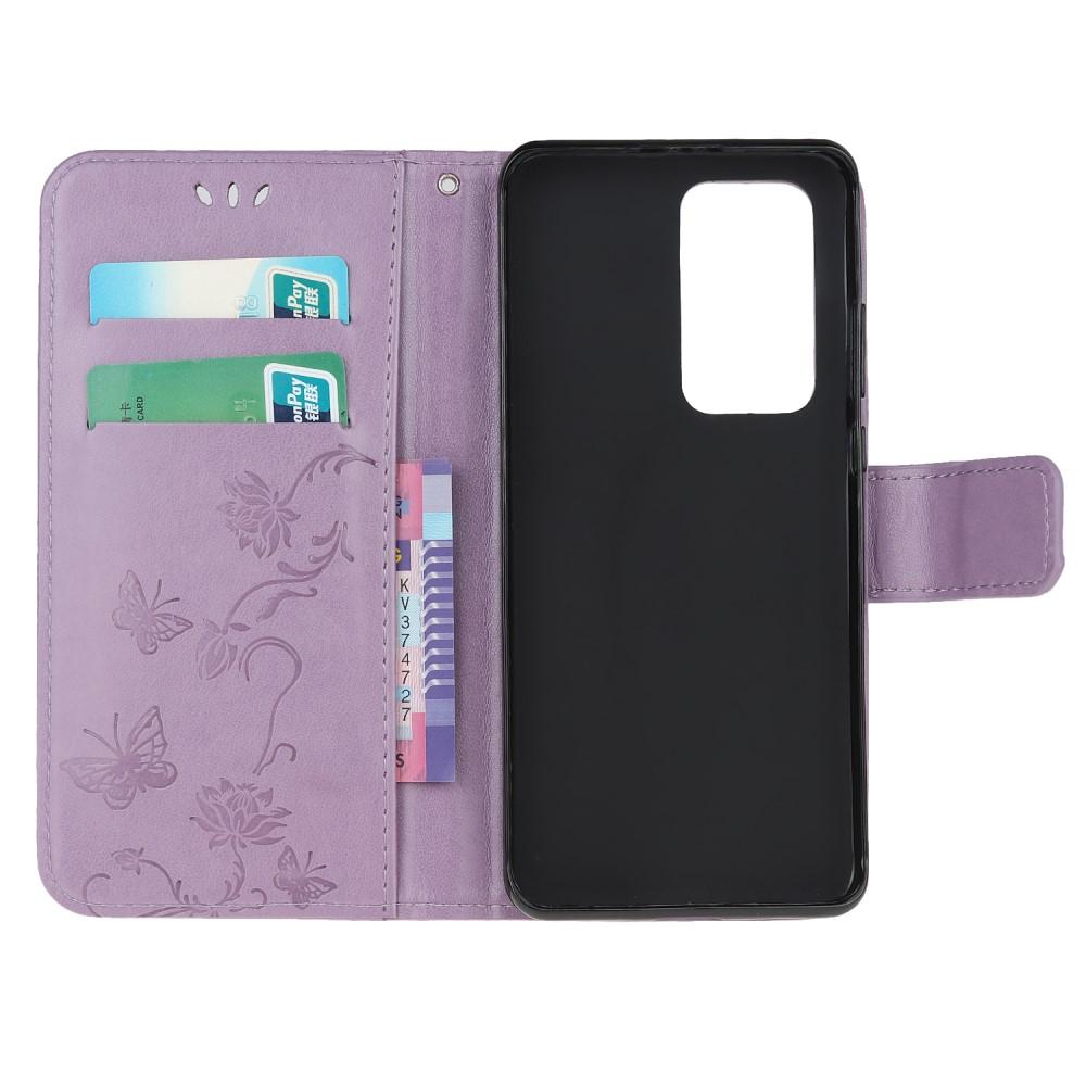 Xiaomi Mi 10T/10T Pro Leather Cover Imprinted Butterflies Purple