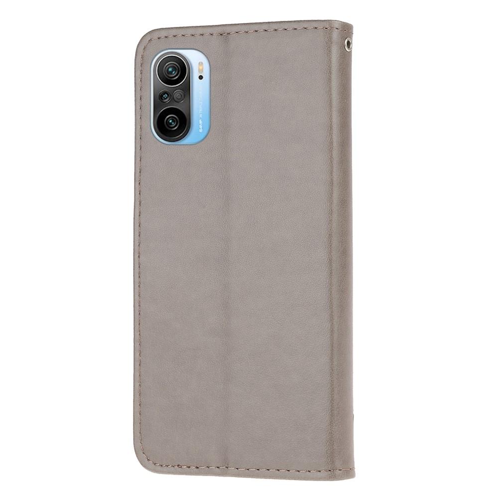 Xiaomi Mi 11i Leather Cover Imprinted Butterflies Grey