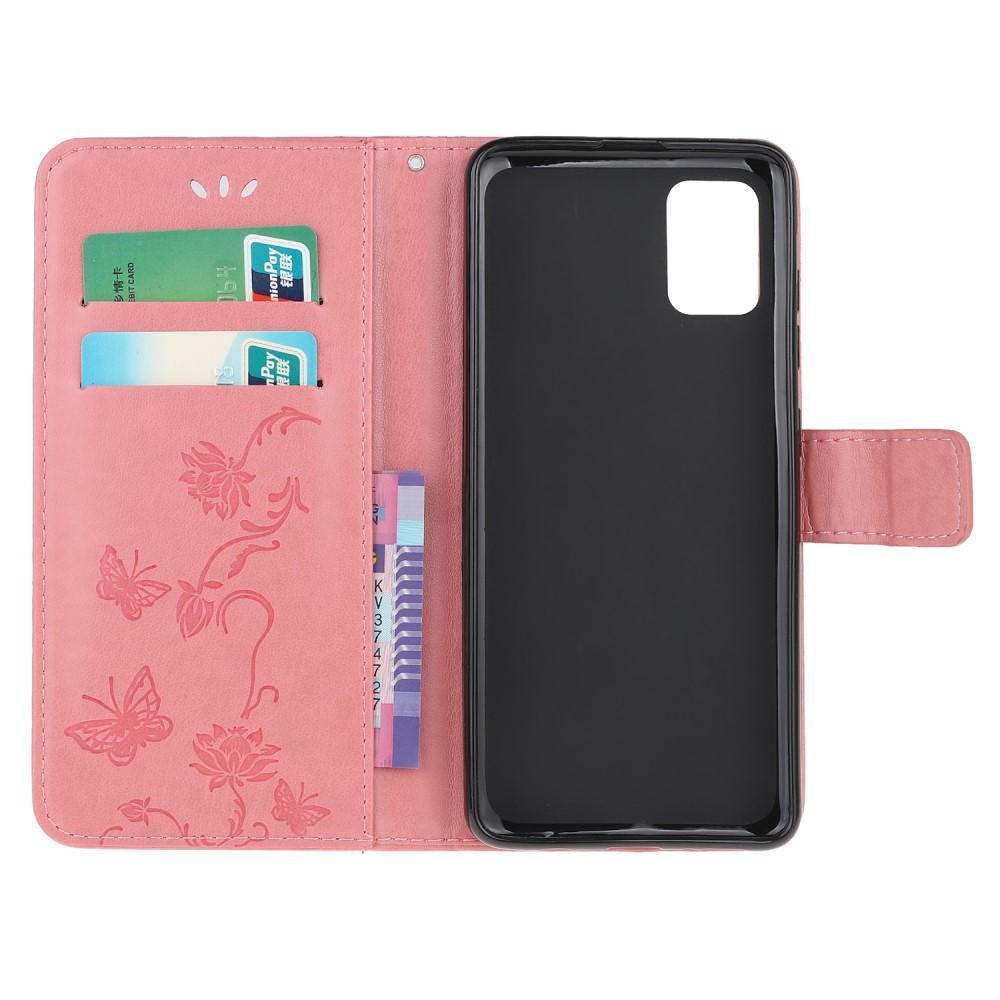 Xiaomi Poco M3 Leather Cover Imprinted Butterflies Pink