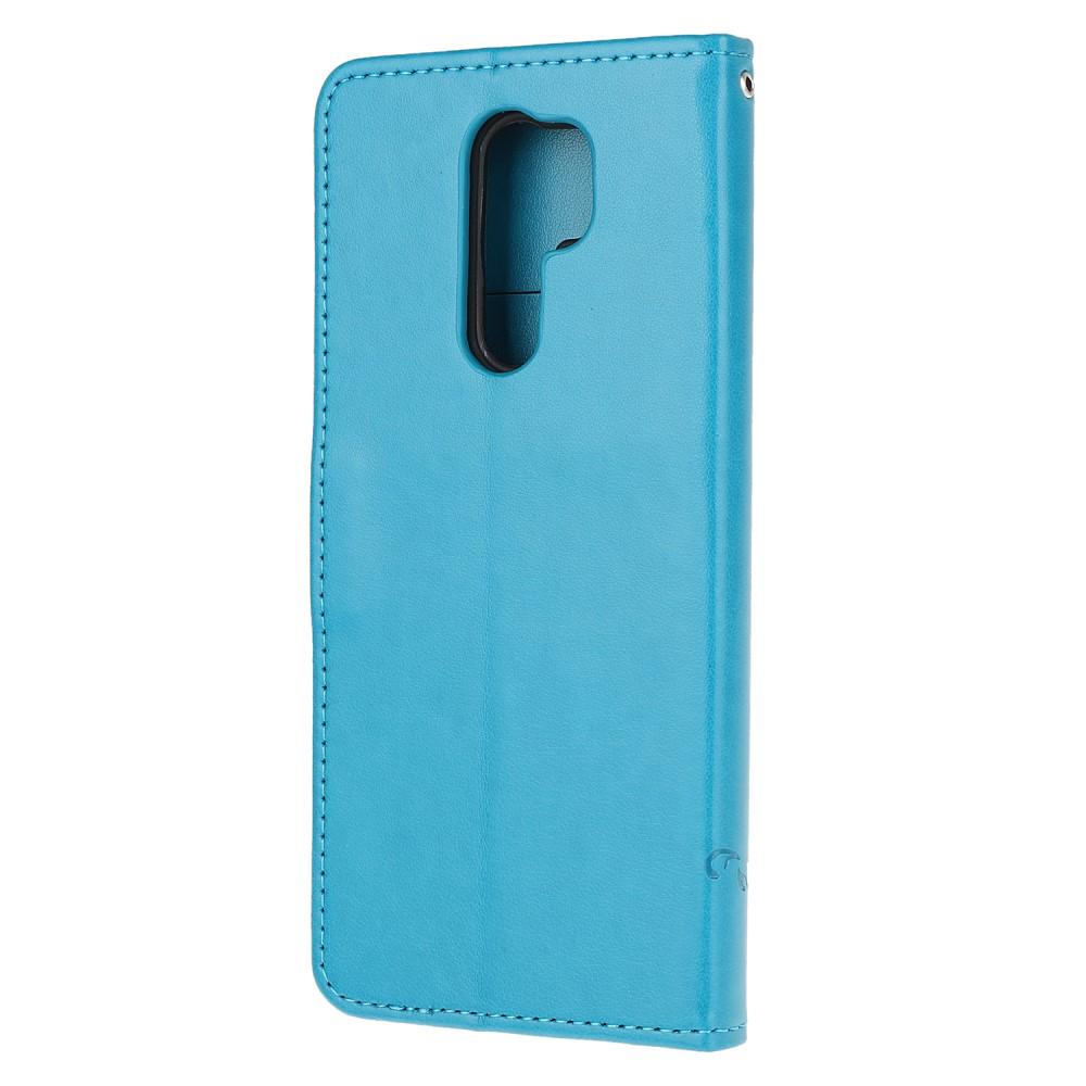 Xiaomi Redmi 9 Leather Cover Imprinted Butterflies Blue