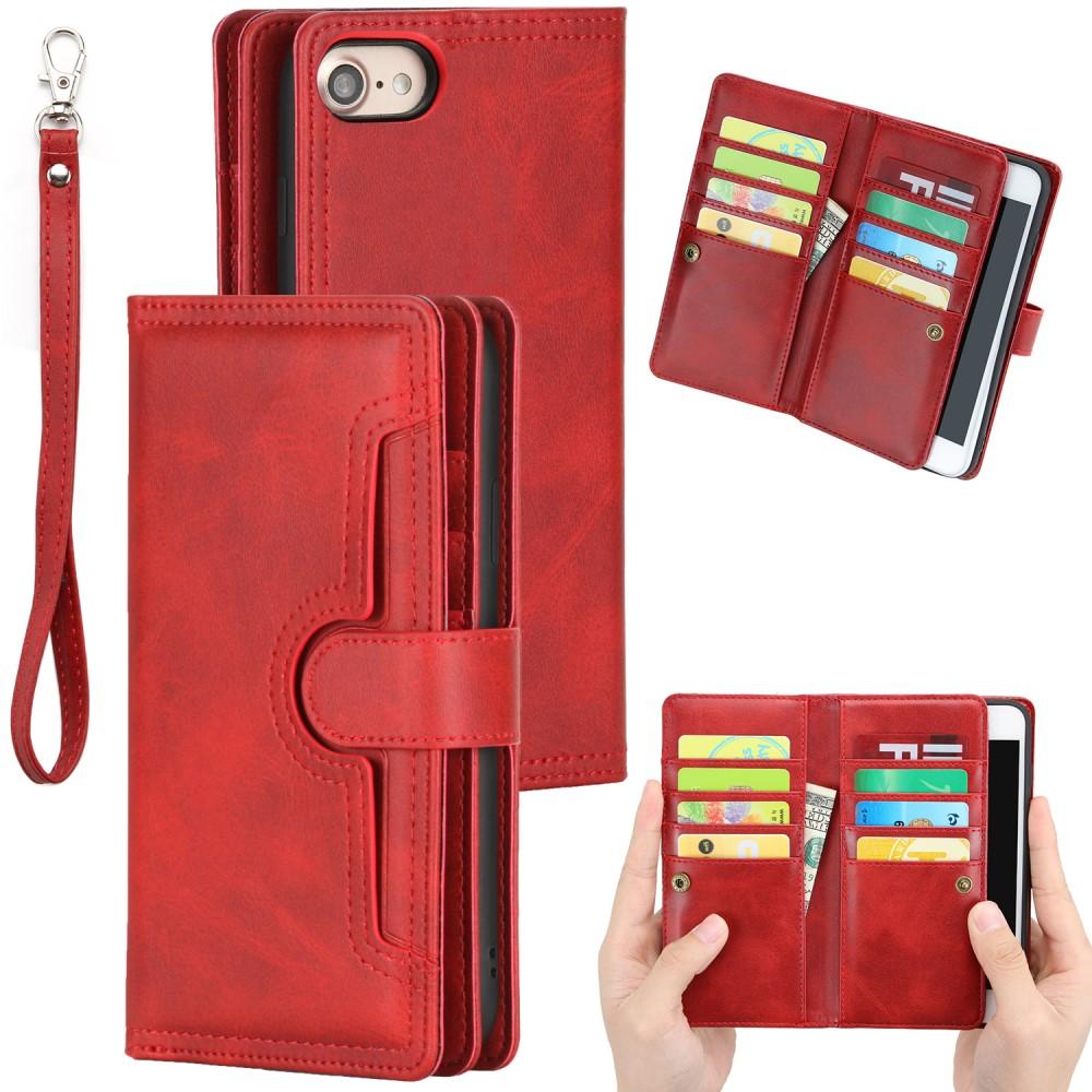 iPhone SE (2022) Multi-slot Leather Cover Red