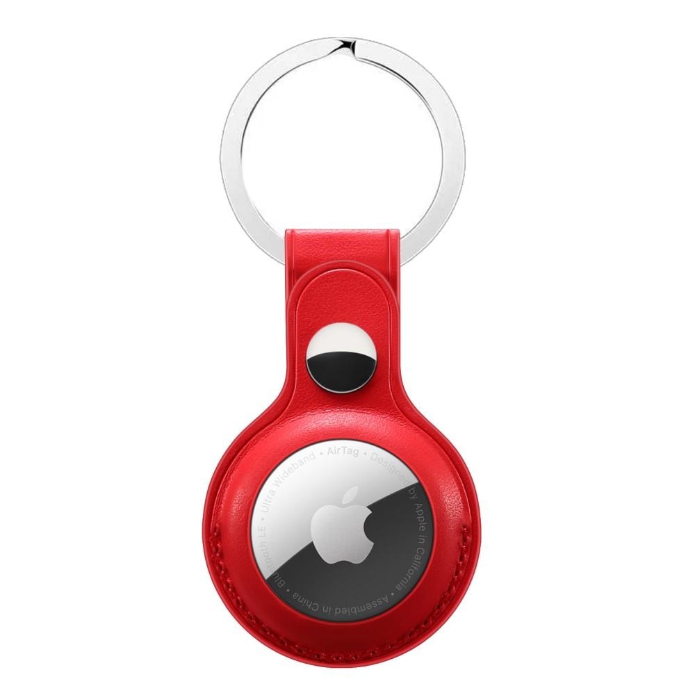 AirTag Leather Key Ring Red