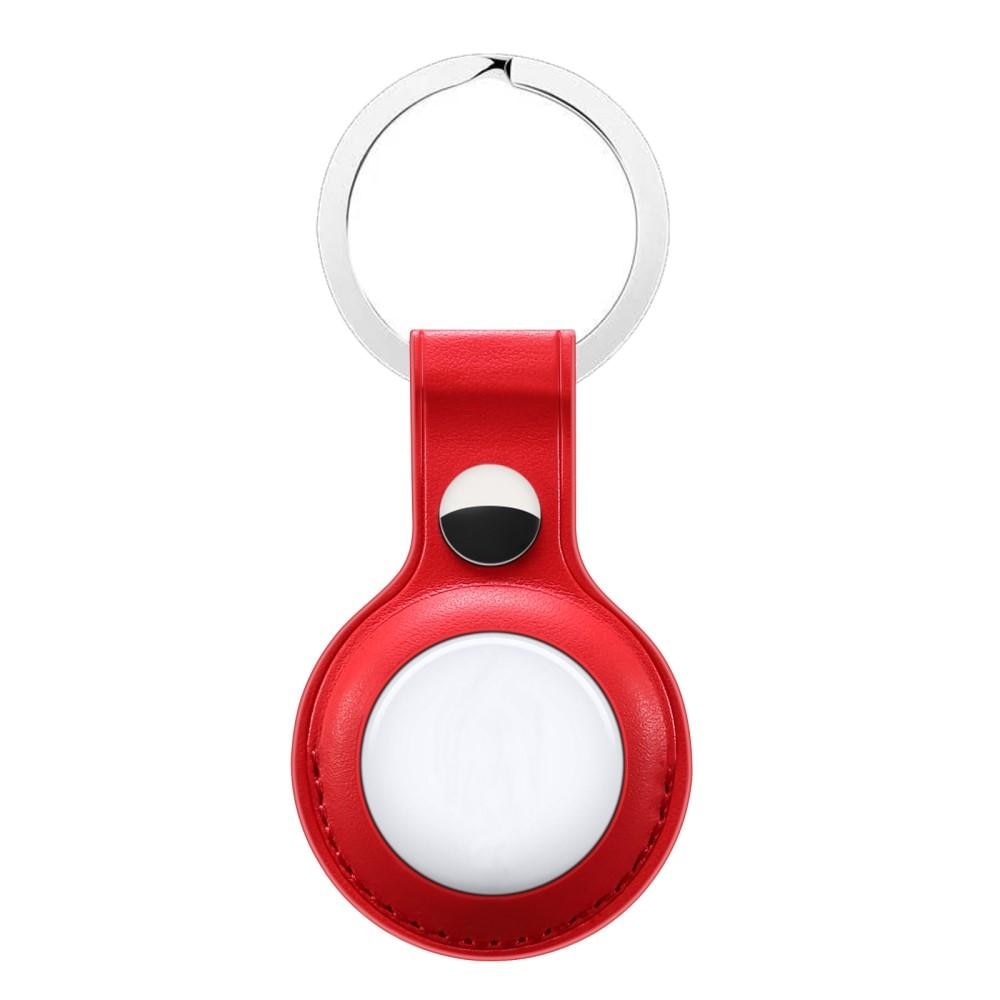 AirTag Leather Key Ring Red