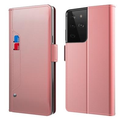 Samsung Galaxy S21 Ultra Wallet Case Mirror Pink Gold