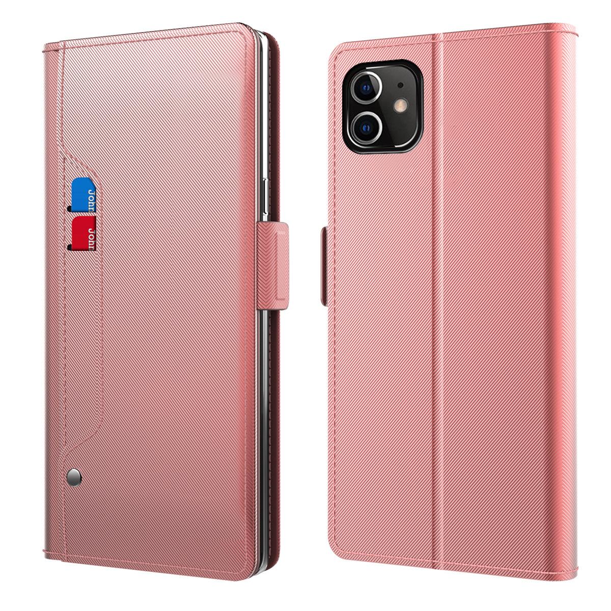 iPhone 12/12 Pro Wallet Case Mirror Pink Gold