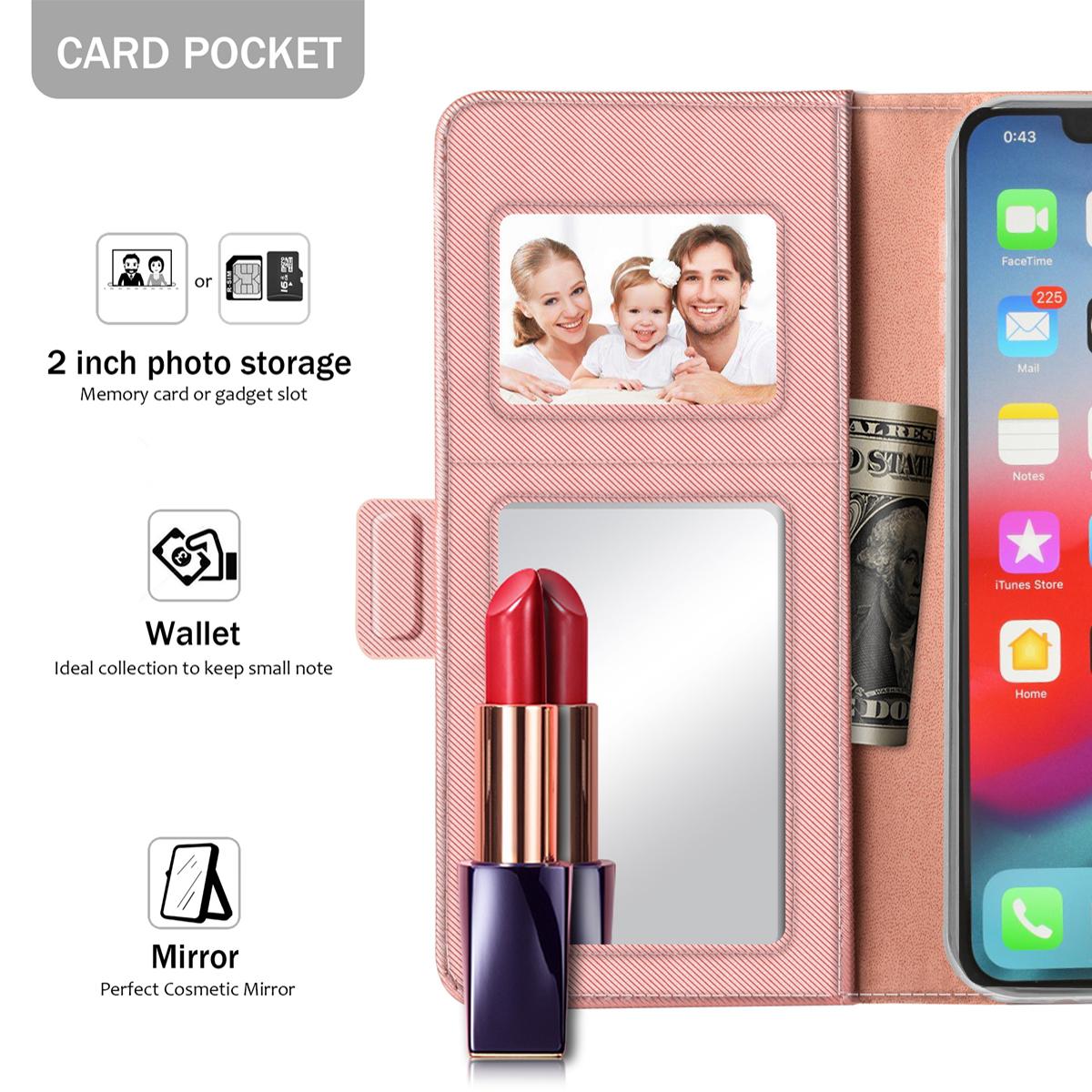 iPhone 12/12 Pro Wallet Case Mirror Pink Gold