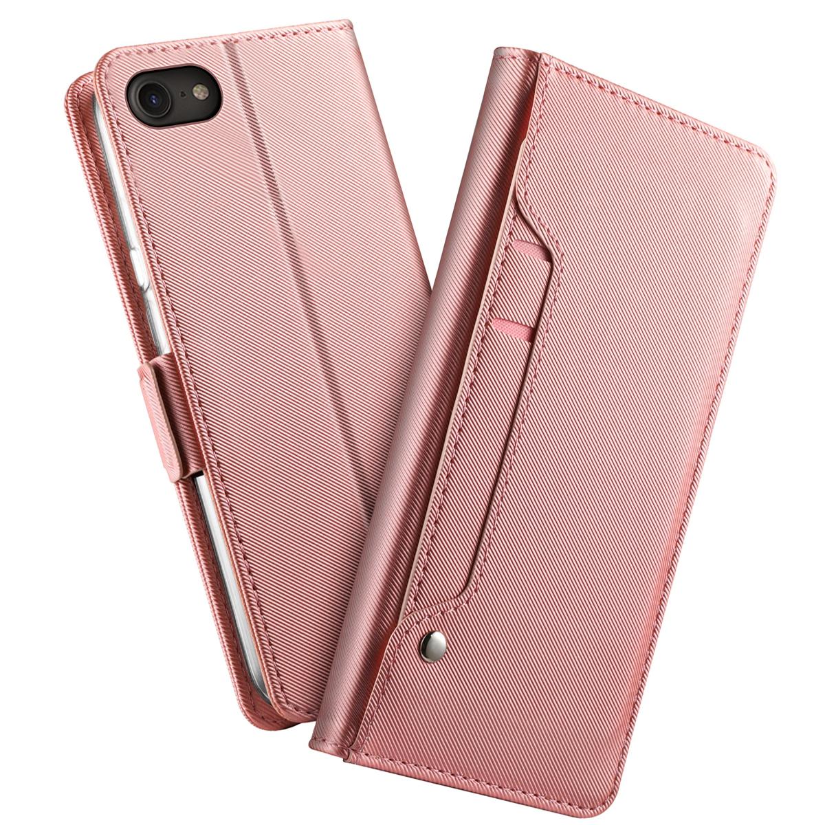 iPhone 8 Wallet Case Mirror Pink Gold