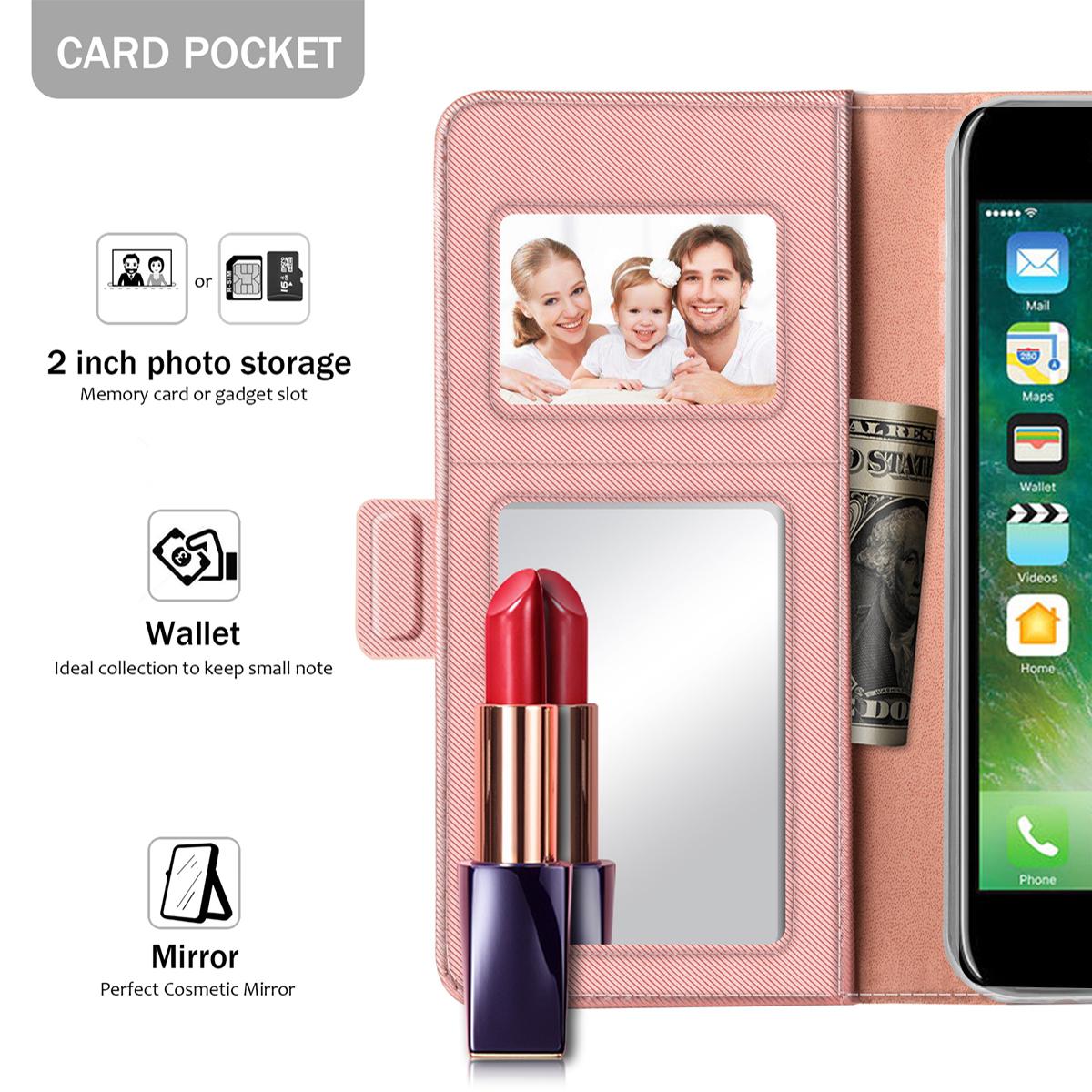 iPhone 7 Wallet Case Mirror Pink Gold
