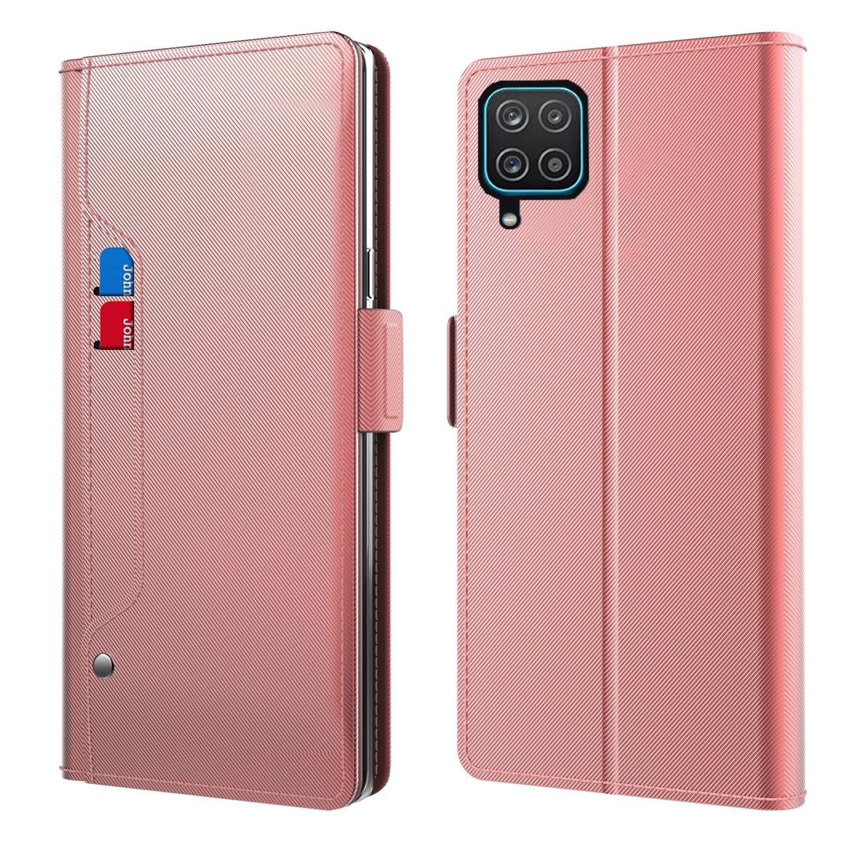 Samsung Galaxy A12 5G Wallet Case Mirror Pink Gold