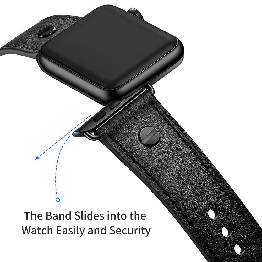 Apple Watch 45mm Series 7  Premium Leather Band w. Studs Black