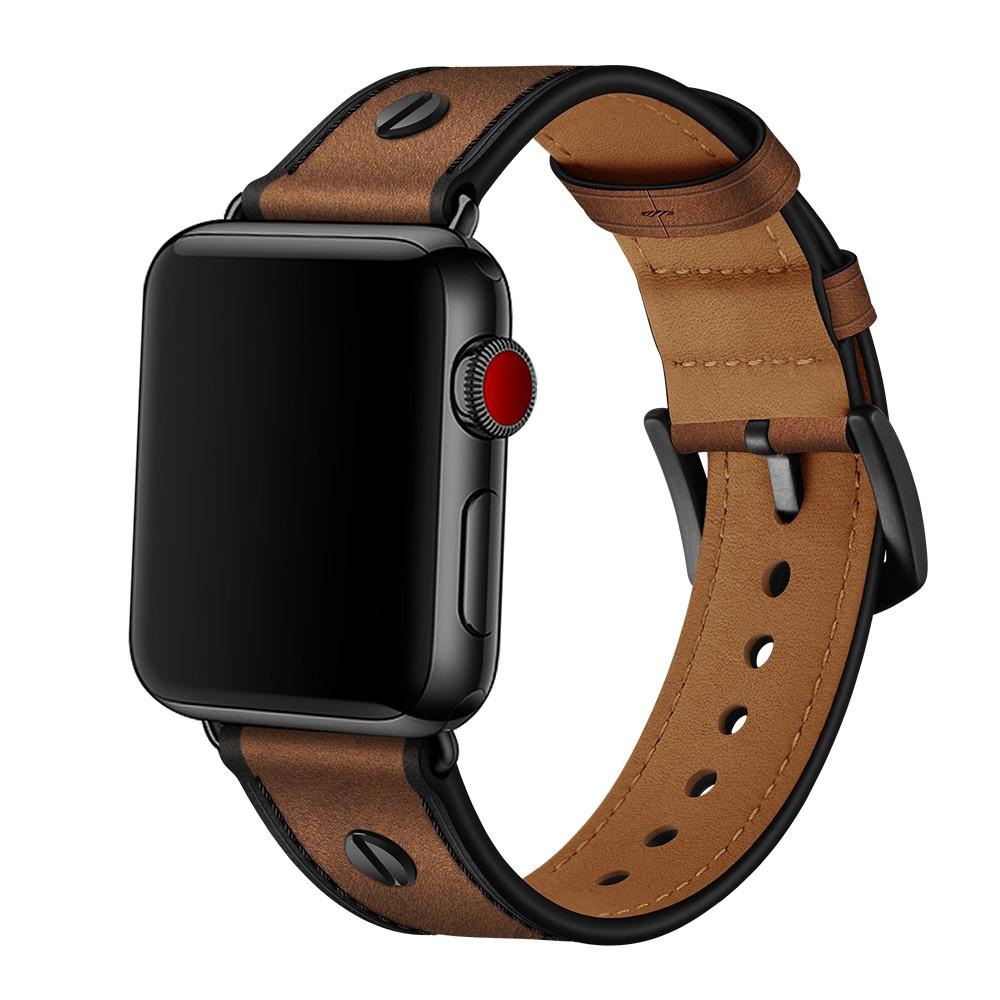 Apple Watch 42mm Premium Leather Band w. Studs Brown