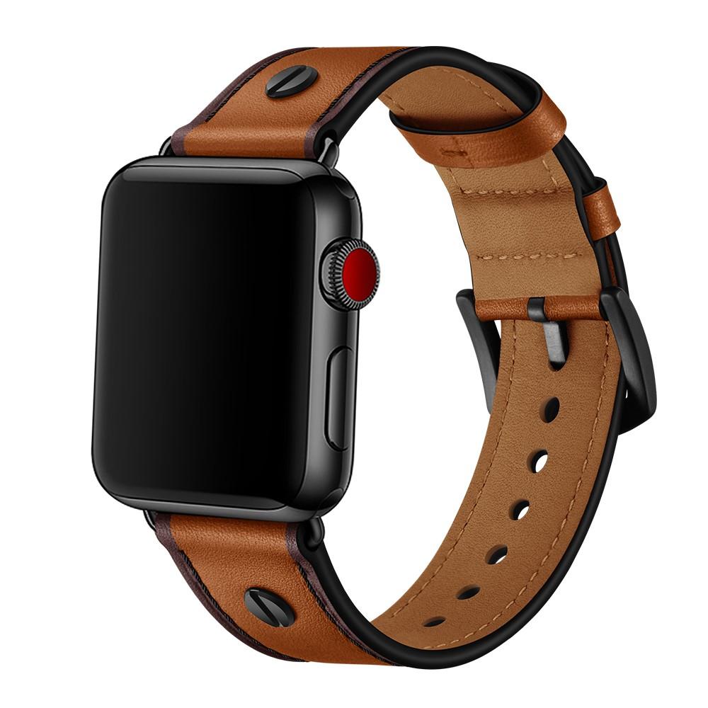 Apple Watch 45mm Series 7 Premium Leather Band w. Studs Cognac