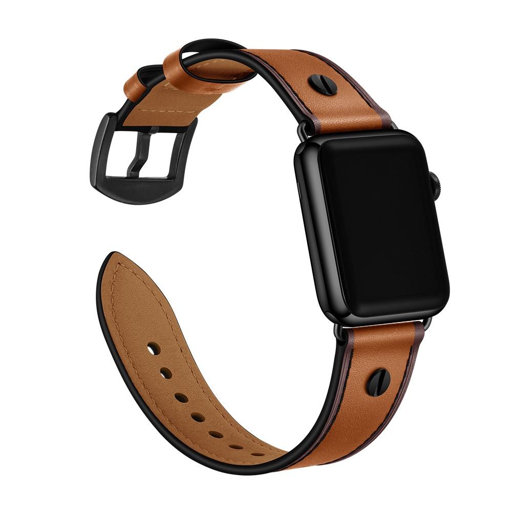 Apple Watch Ultra 49mm Premium Leather Band w. Studs Cognac