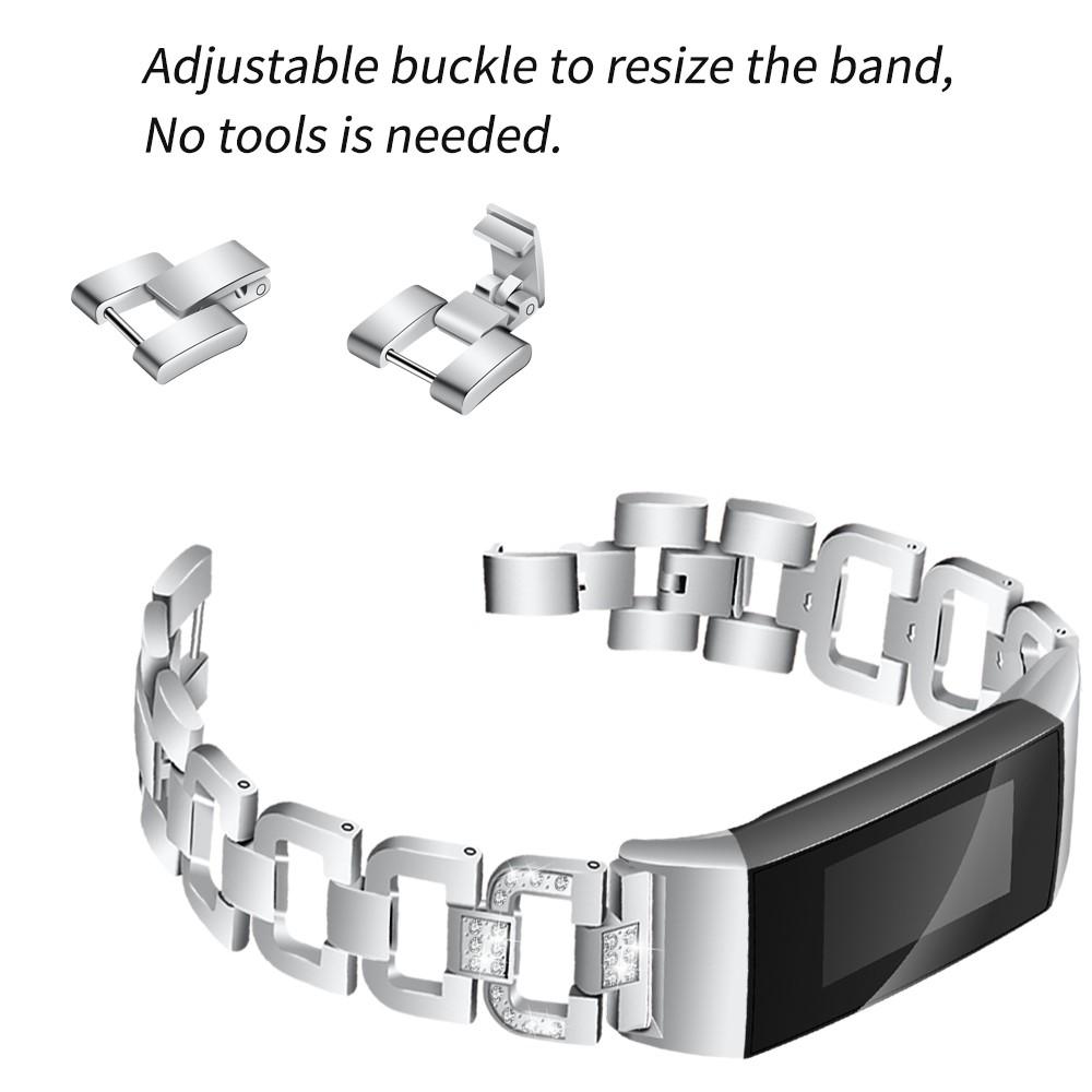 Fitbit Charge 3/4 Rhinestone Bracelet Silver