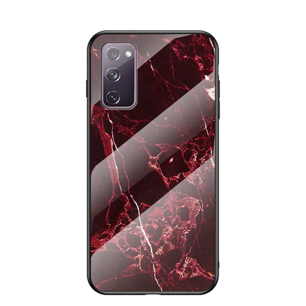 Samsung Galaxy S20 FE Tempered Glass Case Red Marble