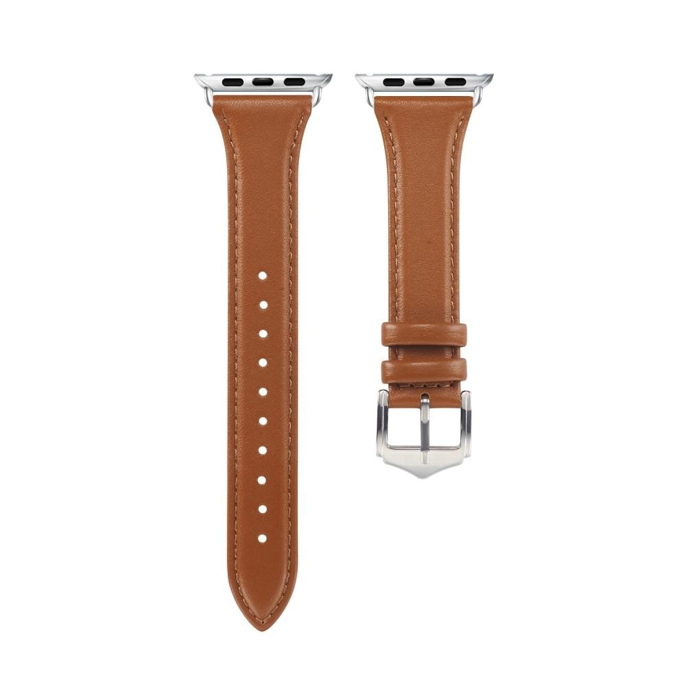 Apple Watch 45mm Series 9 Slim Leather Strap Cognac