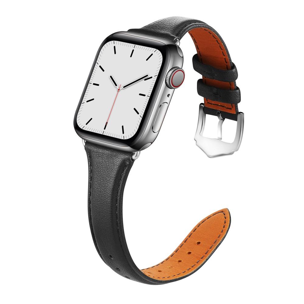 Apple Watch SE 44mm Slim Leather Strap Black