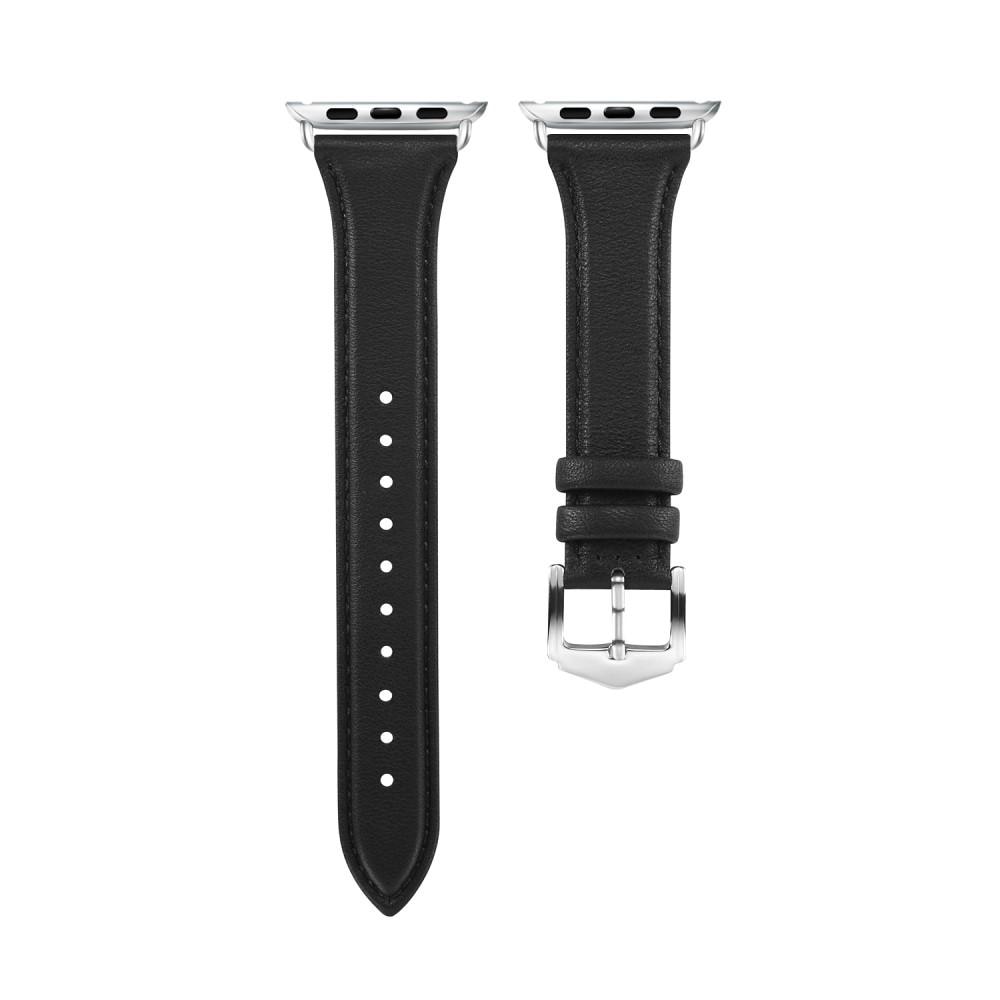 Apple Watch SE 44mm Slim Leather Strap Black