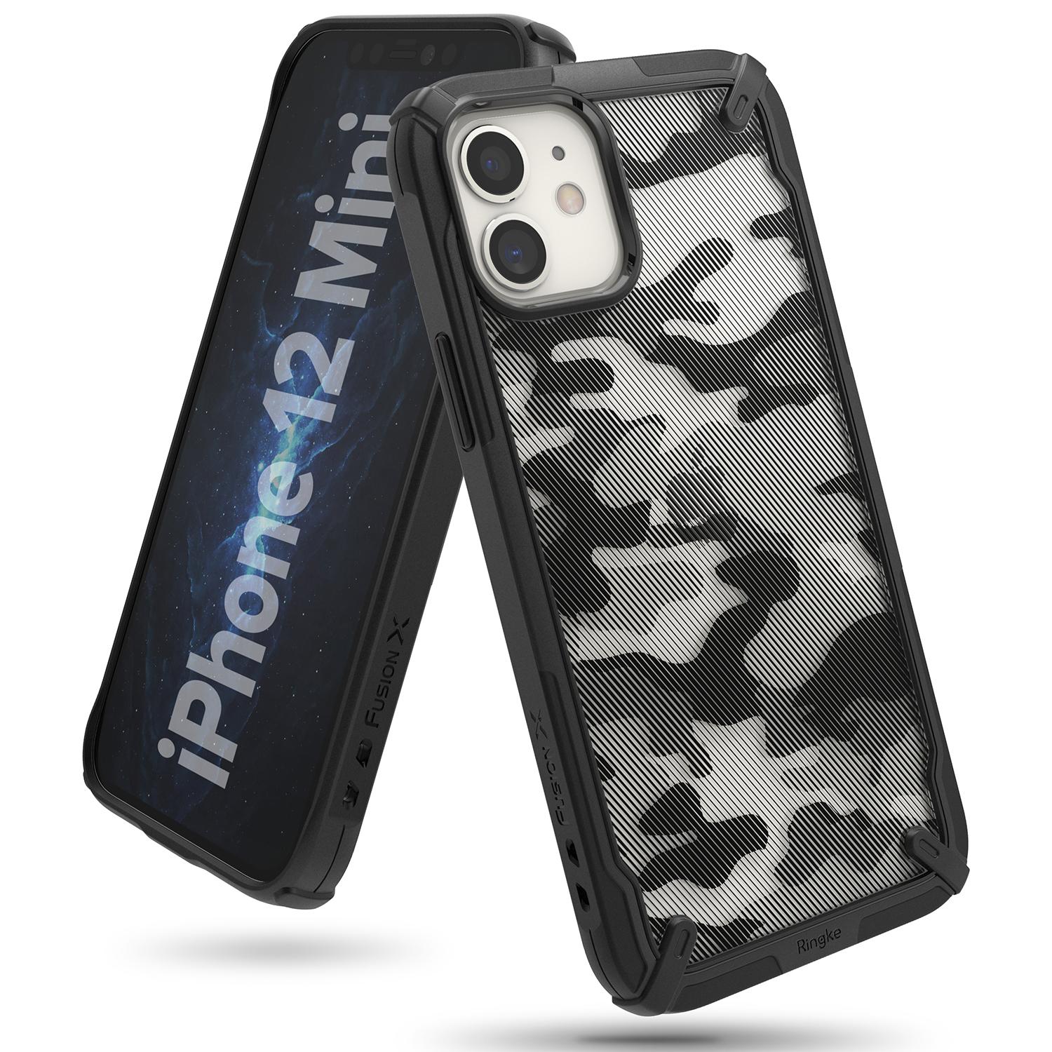 iPhone 12 Mini Fusion X Design Case Camo Black