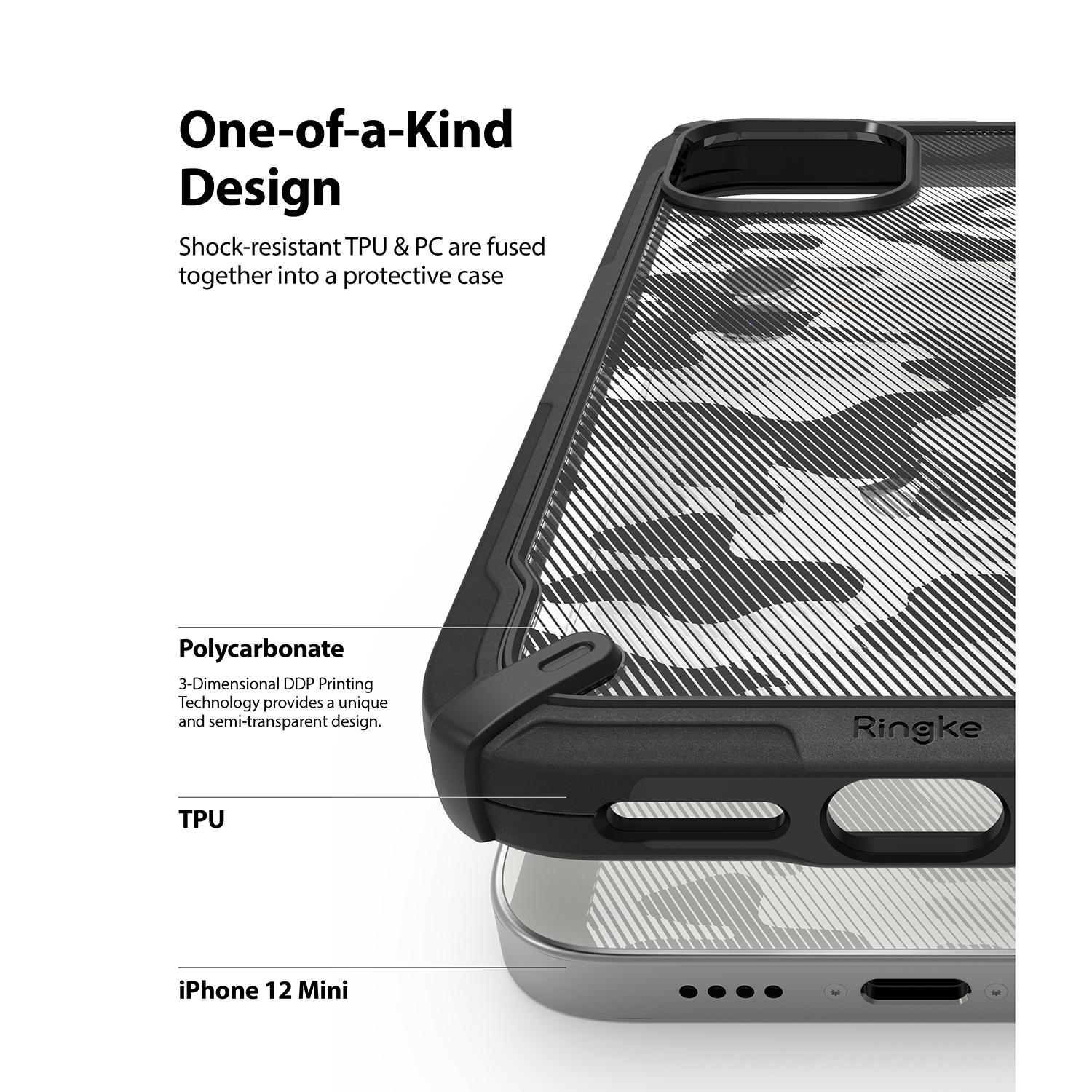 iPhone 12 Mini Fusion X Design Case Camo Black