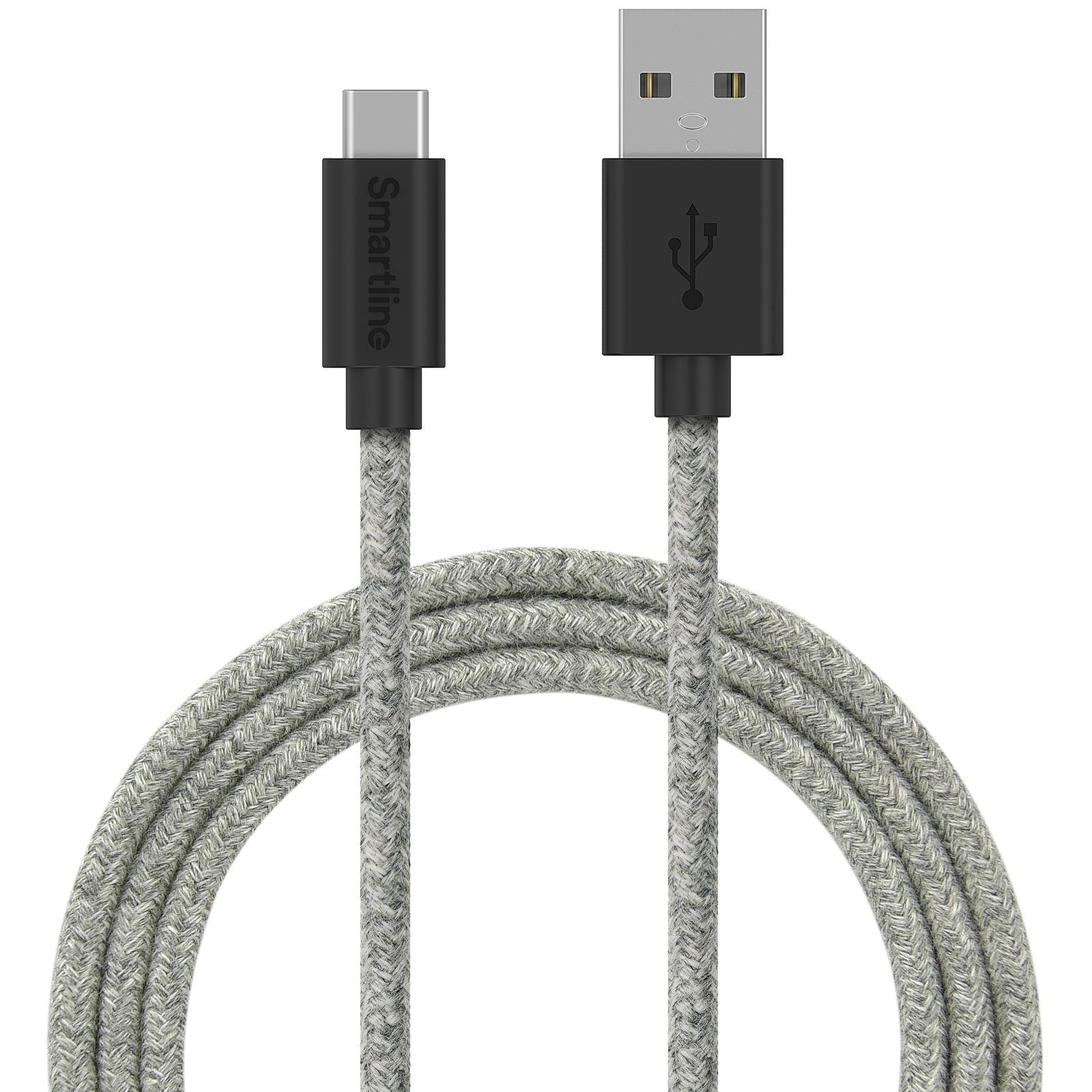 Fuzzy USB-A to USB-C Cable 2 meters Grey