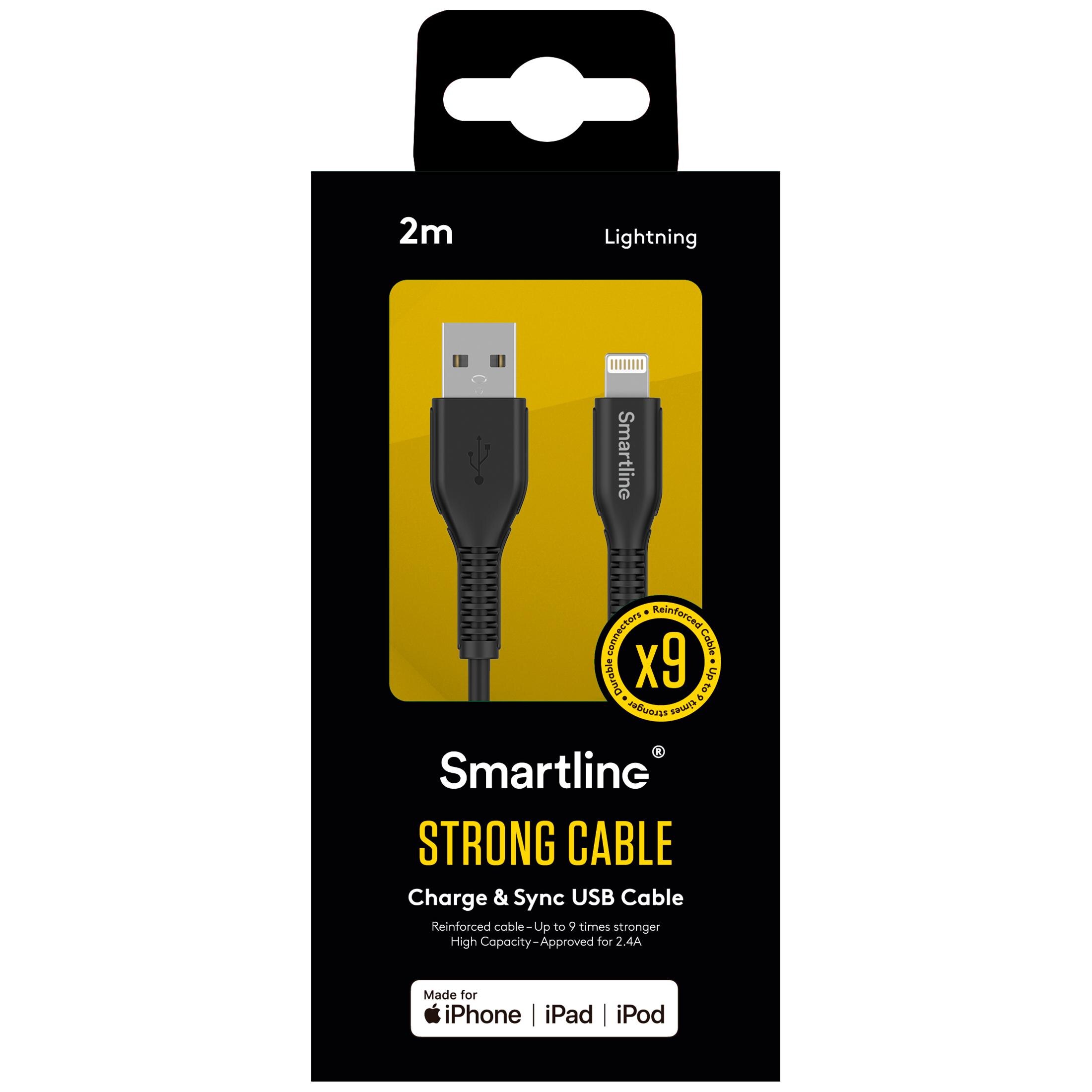 Strong USB-A to Lightning Cable 2 meters Black