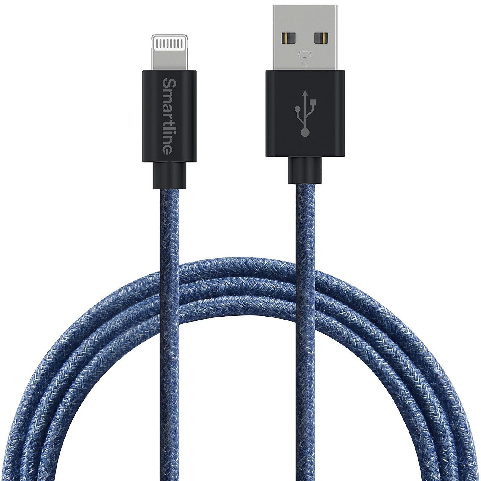 Fuzzy USB-A to Lightning Cable 2 meters Blue