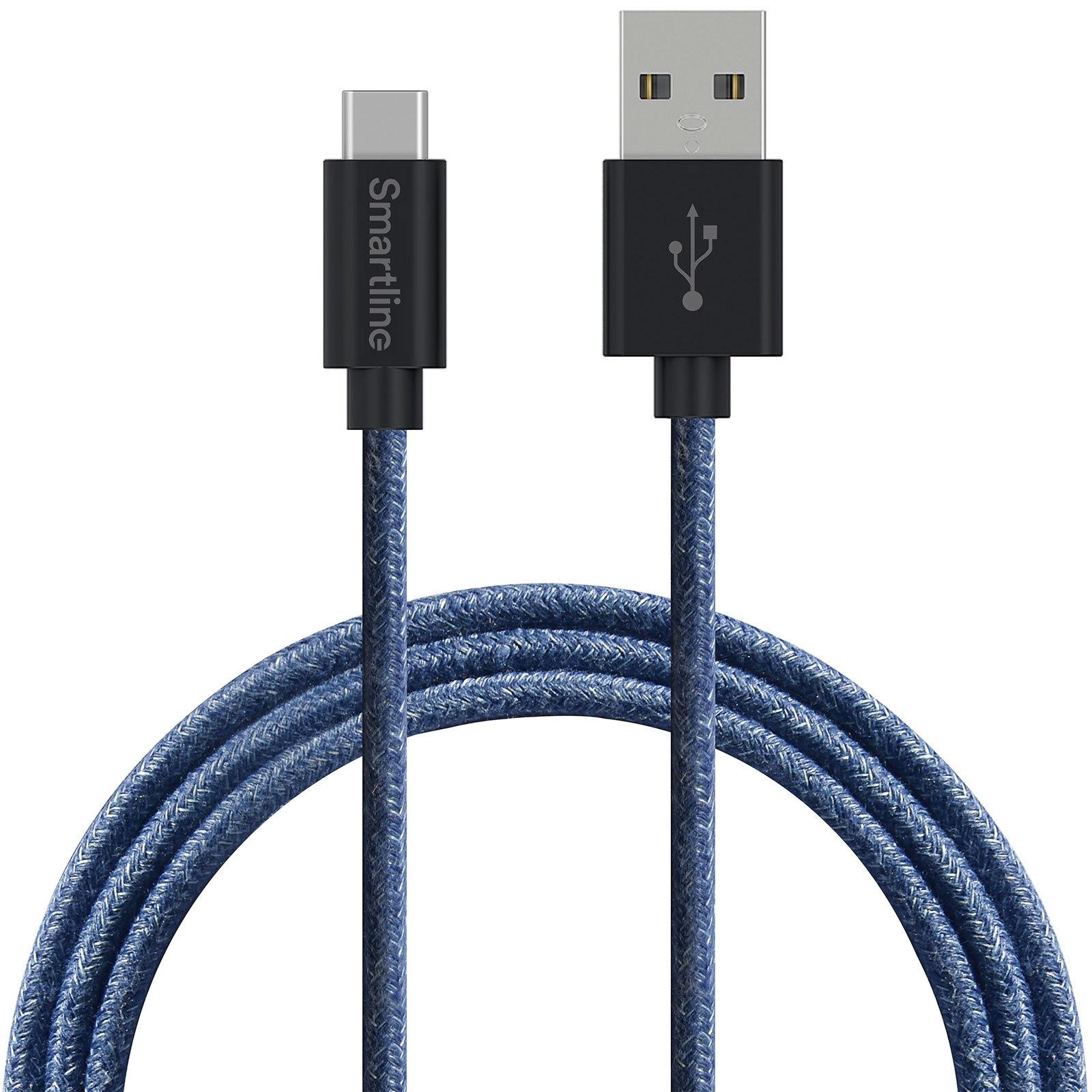 Fuzzy USB-A to USB-C Cable 2 meters Blue