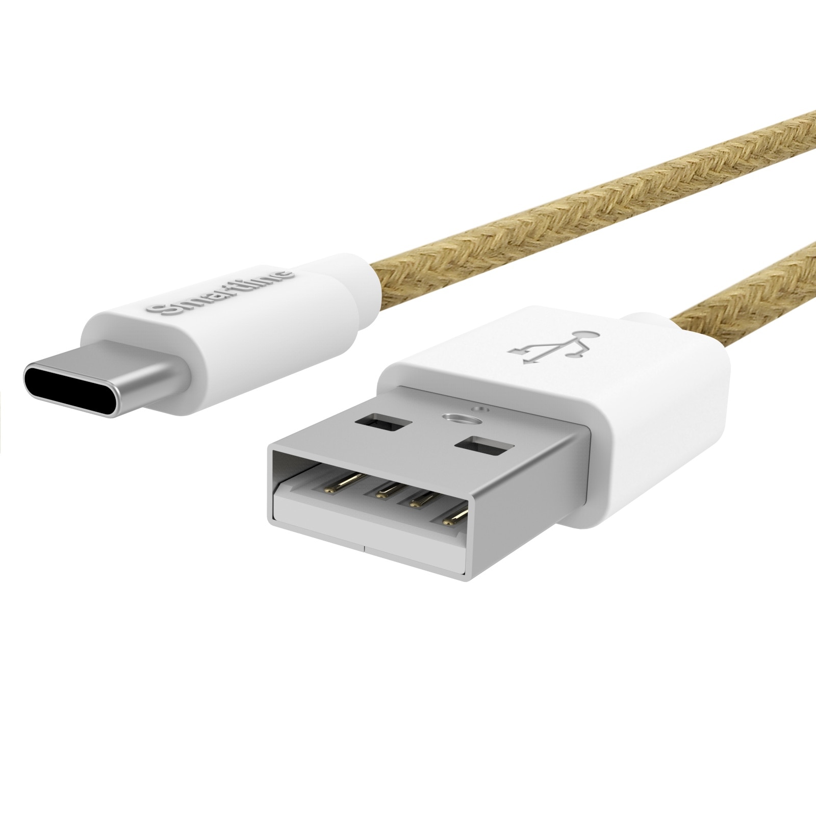 Fuzzy USB-A to USB-C Cable 2 meters Beige