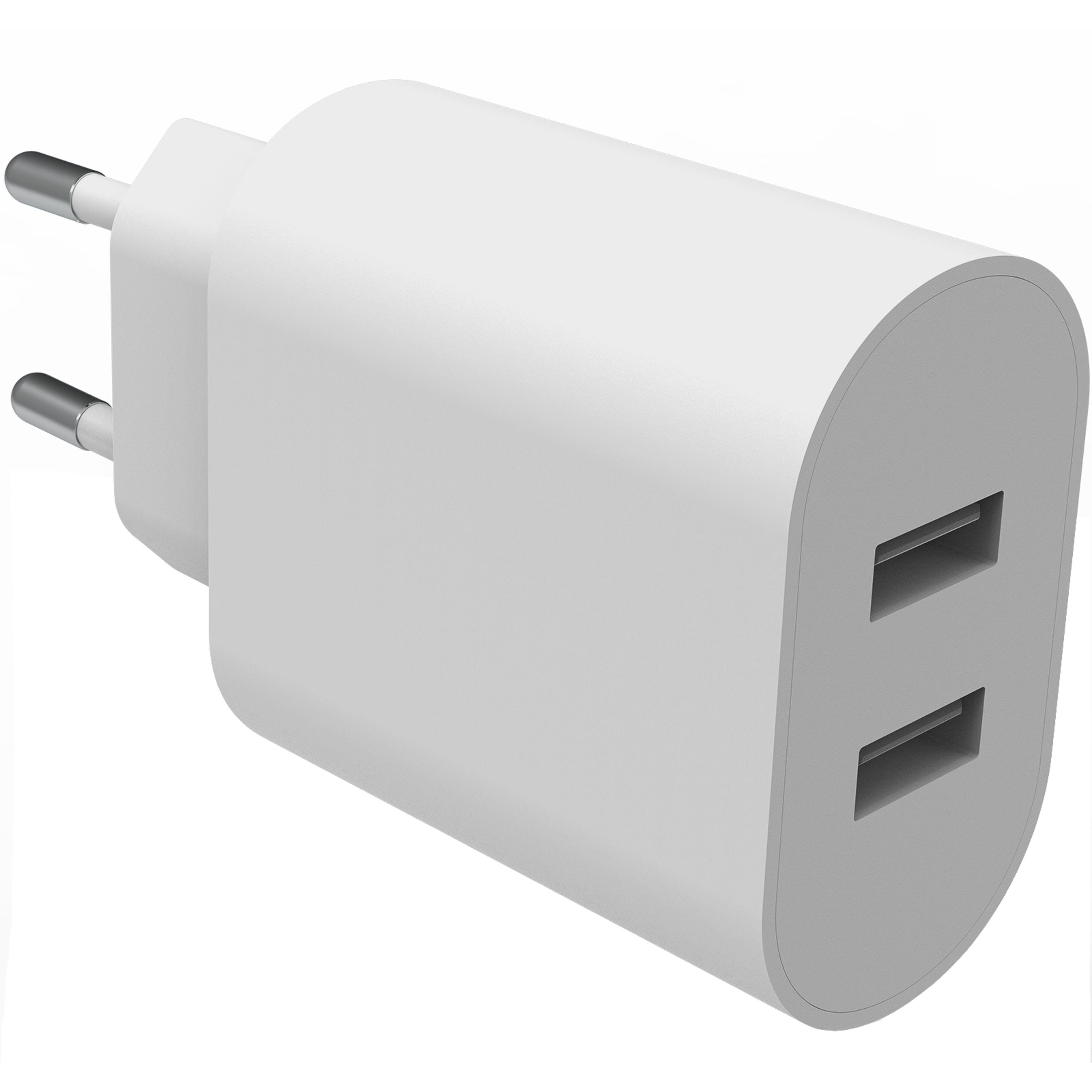 Dual USB Power Adapter 4.8A White